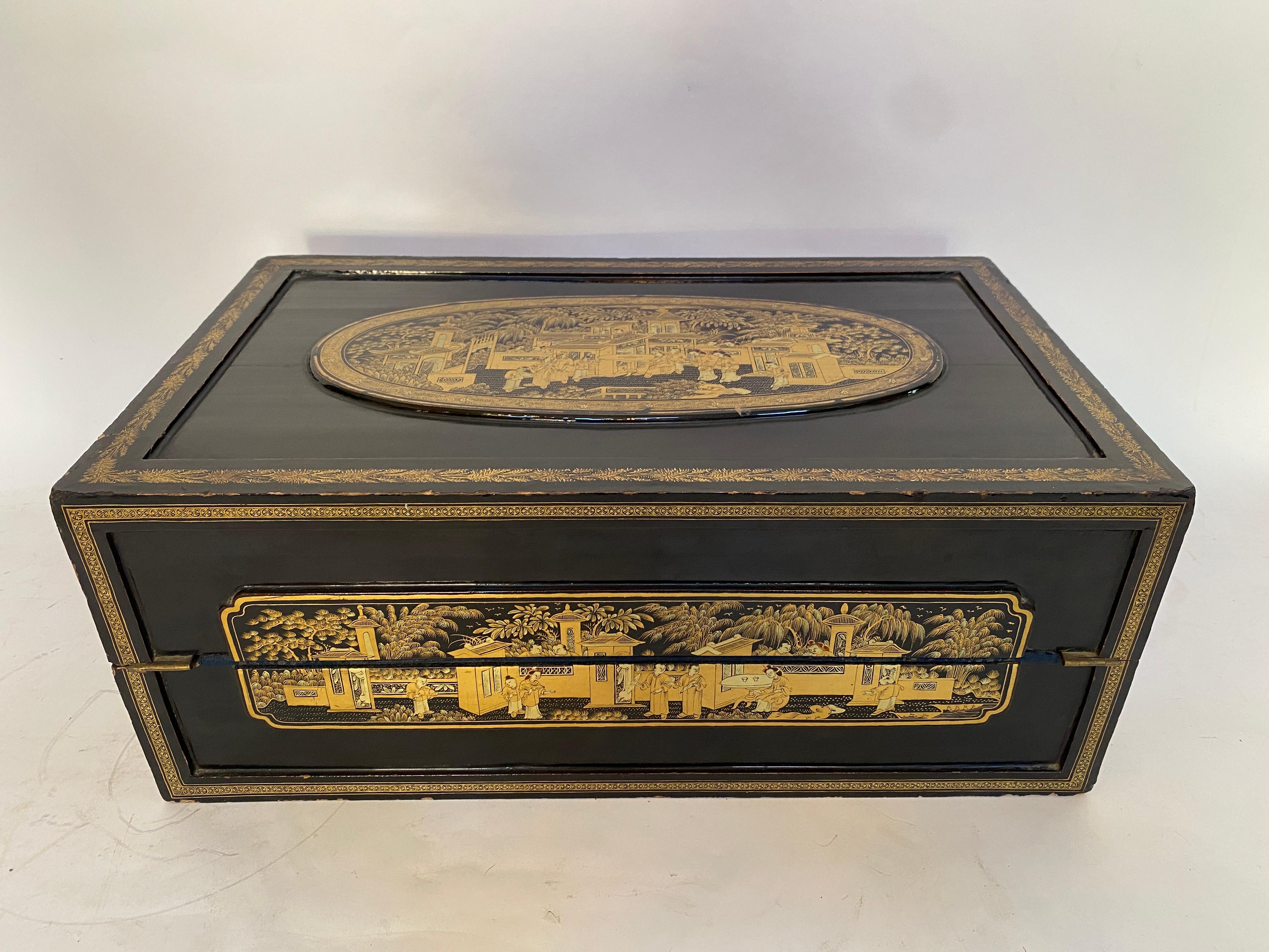 19th Century Chinese Lacquer Writing Box For Sale 2