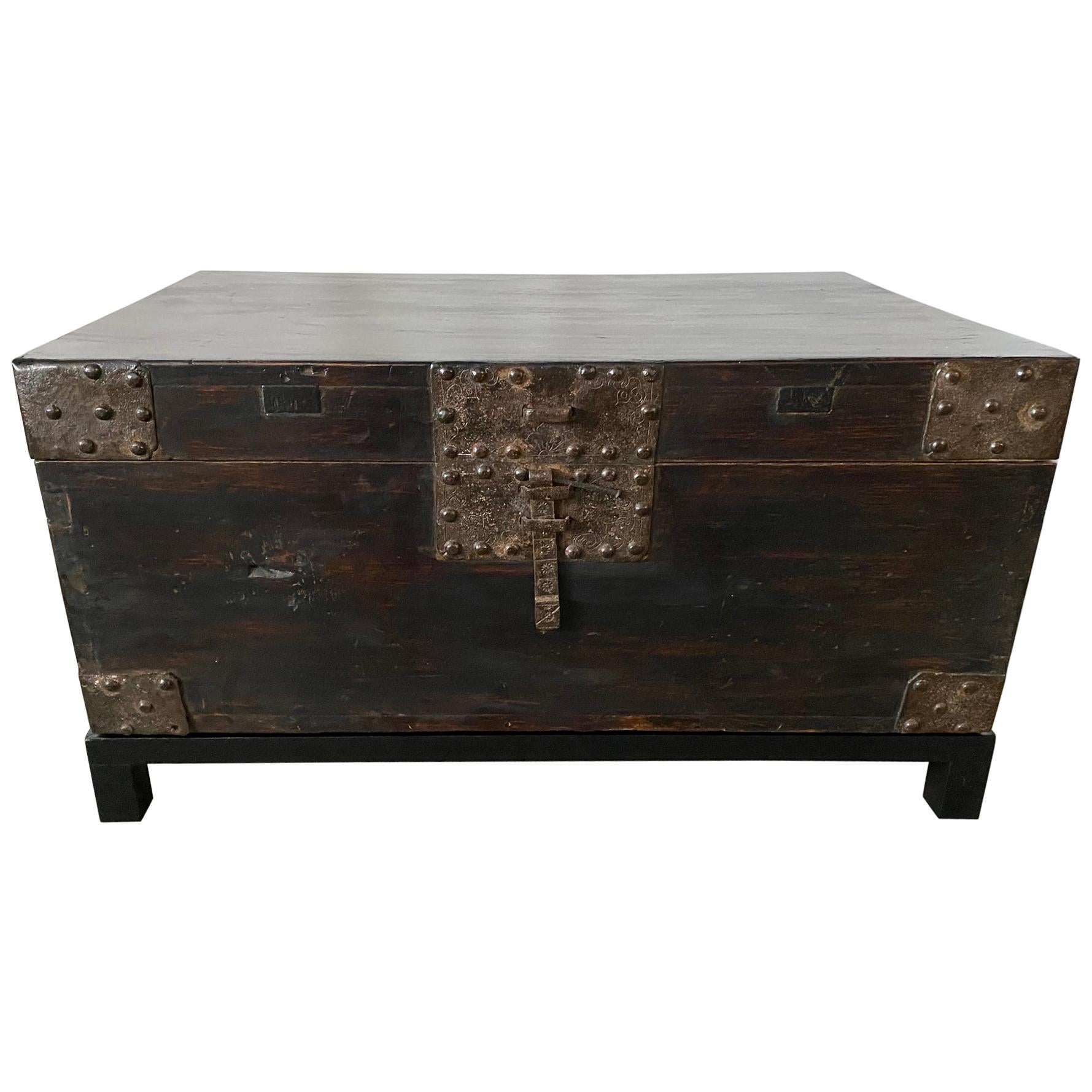 19th Century Chinese Lacquered Chest on Stand