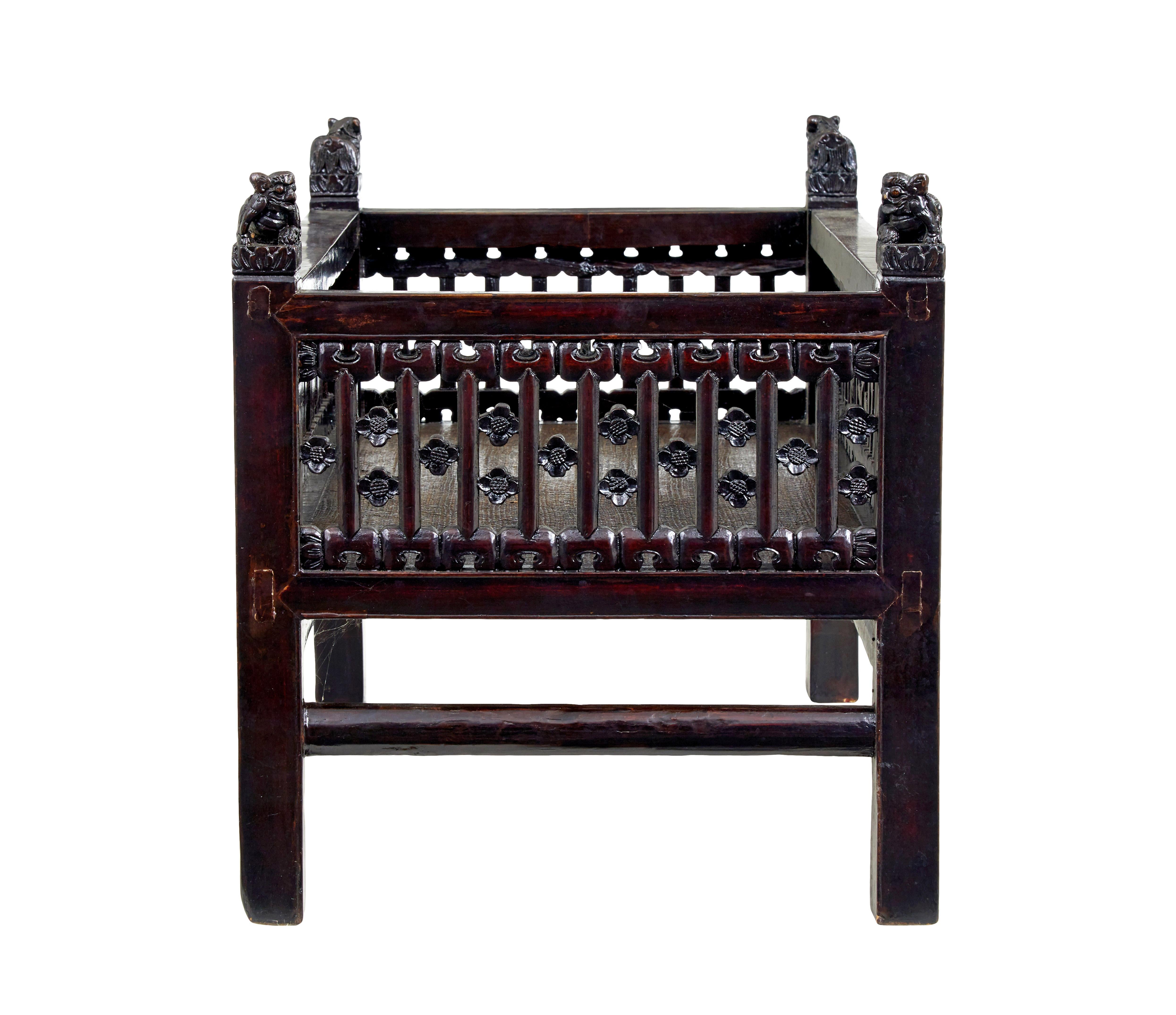 Hand-Carved 19th century Chinese lacquered childs bed For Sale
