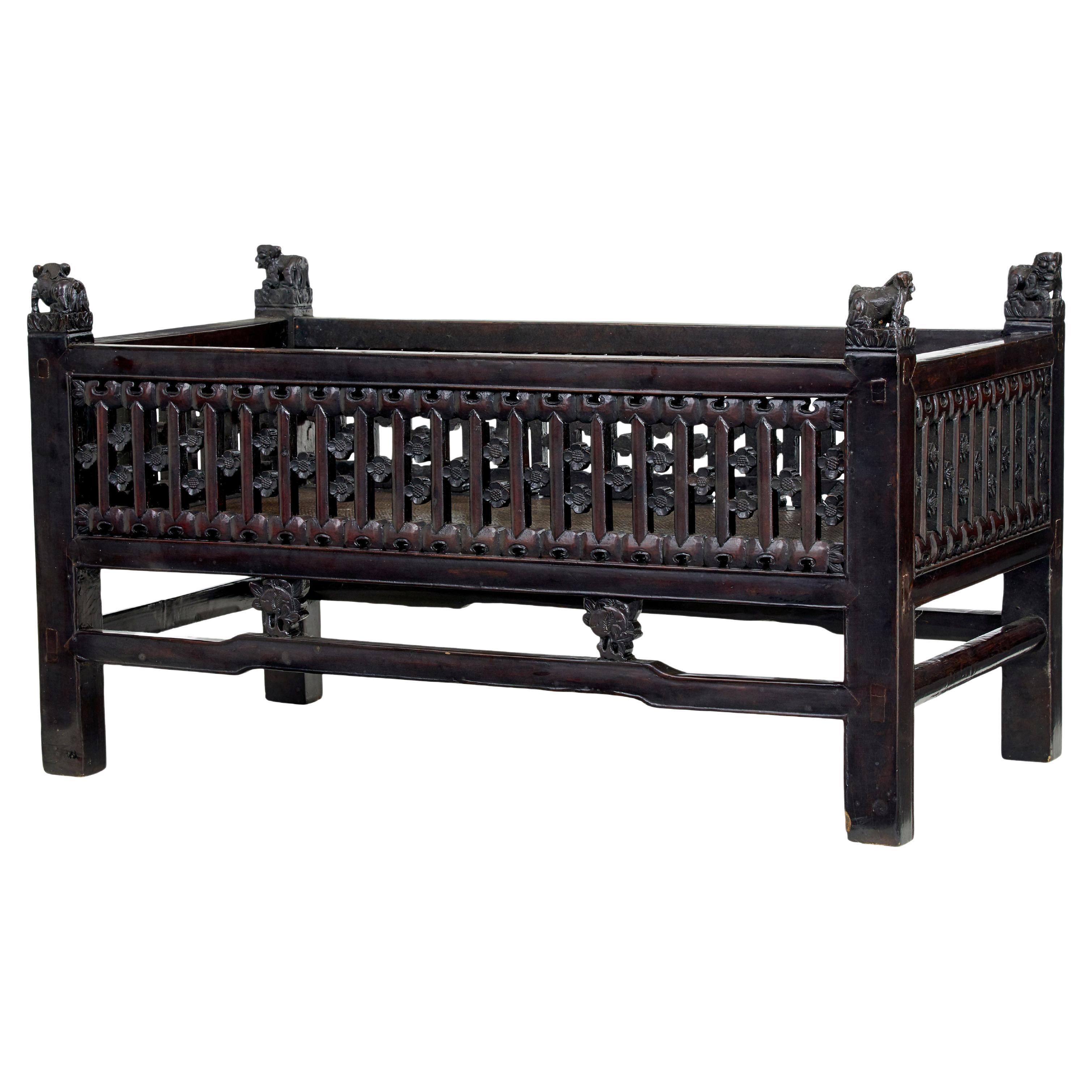 19th century Chinese lacquered child's bed