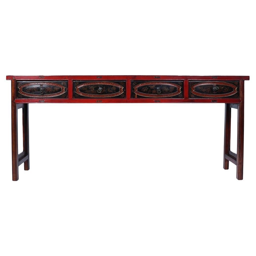 19th Century Chinese Lacquered Console Table For Sale