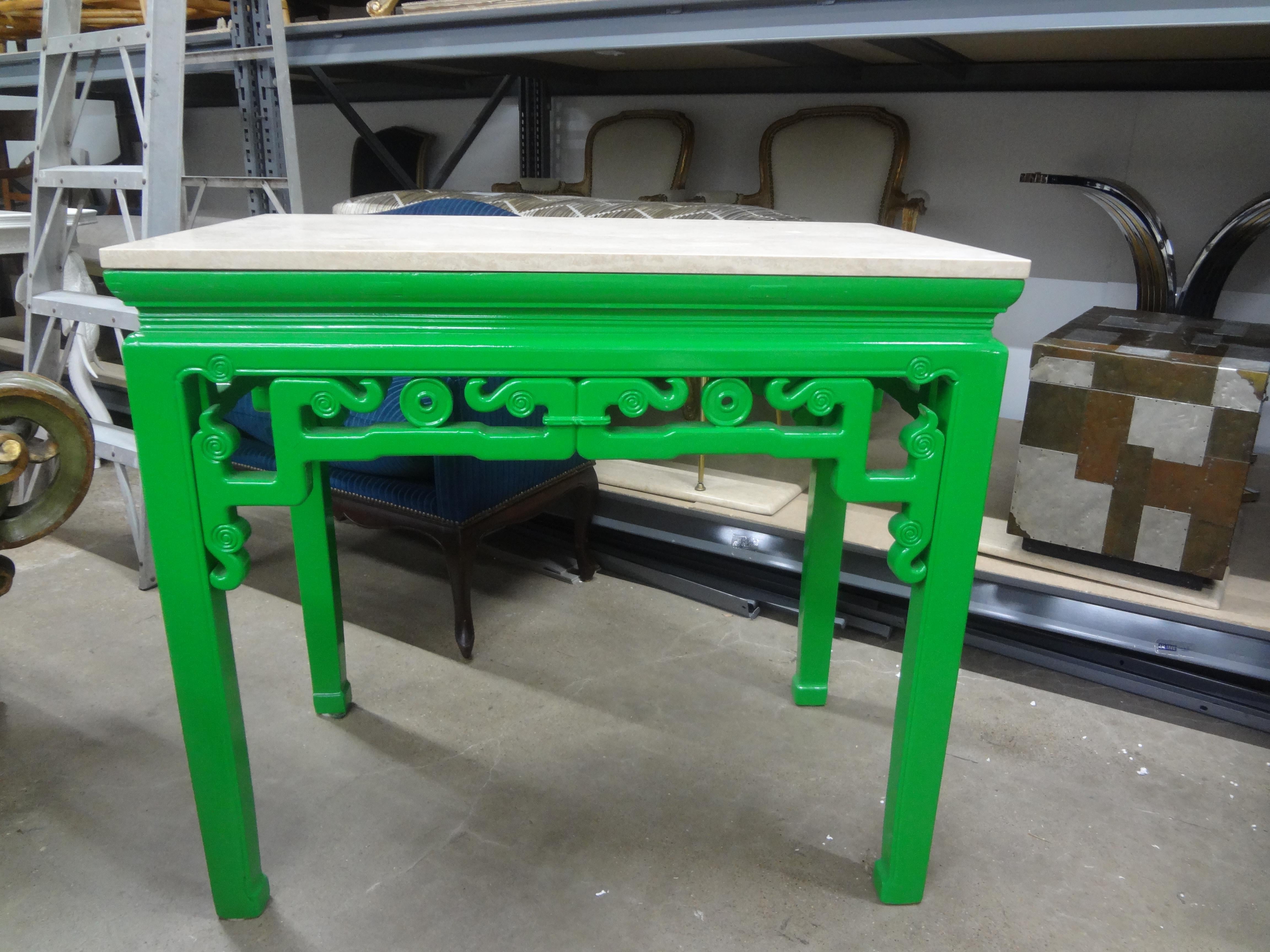 19th Century Chinese Lacquered Console with Travertine Top For Sale 9