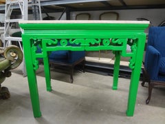 19th Century Chinese Lacquered Console with Travertine Top