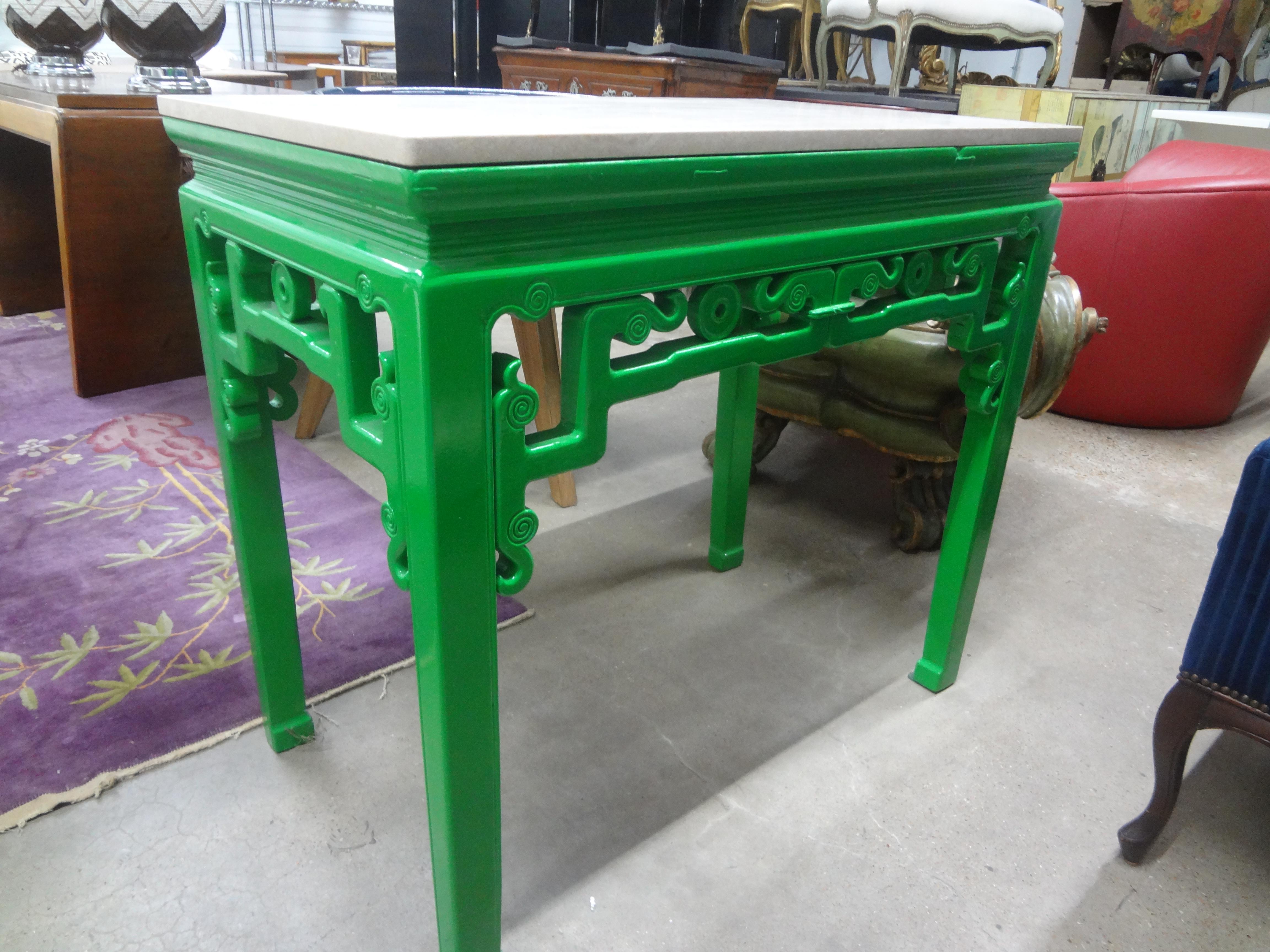 19th Century Chinese Lacquered Console with Travertine Top For Sale 2