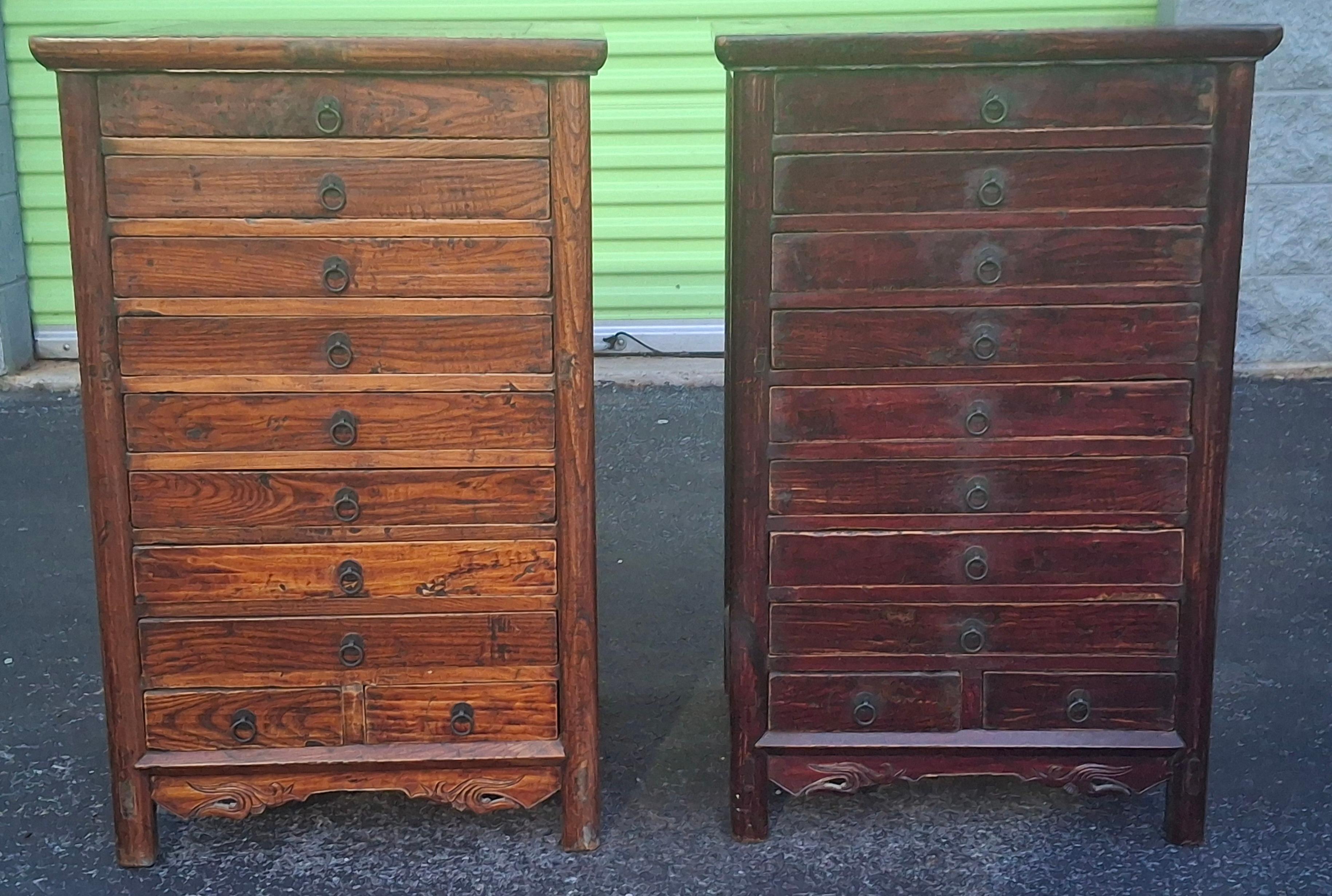 19th Century Chinese Lacquered Elmwood Ten Drawer Document Chest im Angebot 4