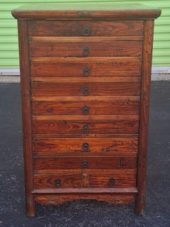 19th Century Chinese Lacquered Elmwood Ten Drawer Document Chest