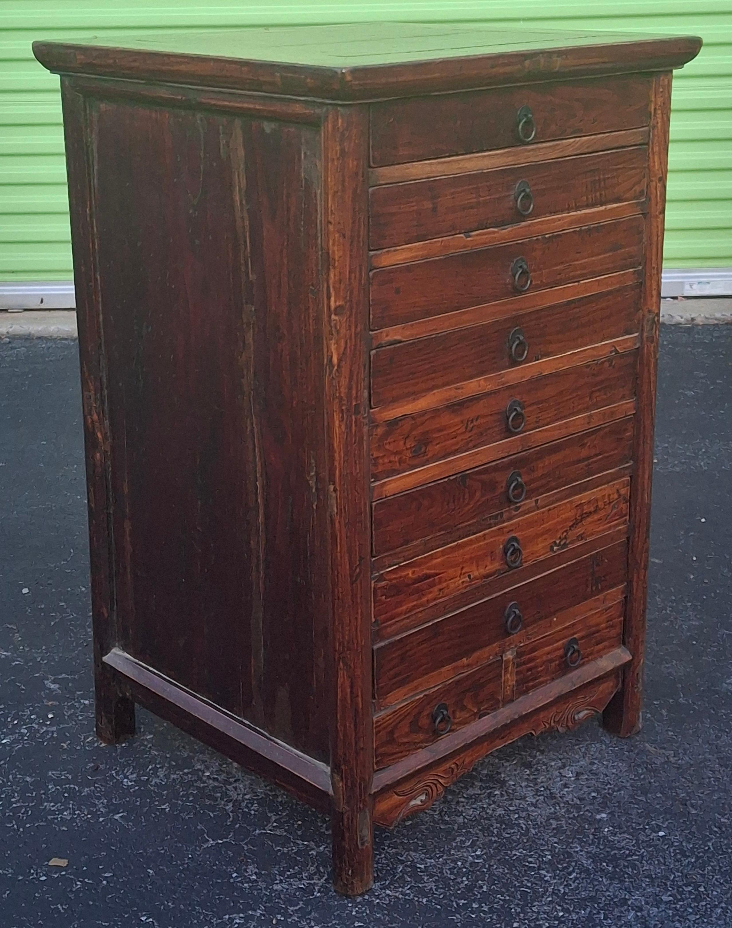 19th Century Chinese Lacquered Elmwood Ten Drawer Document Chest (amerikanisch) im Angebot