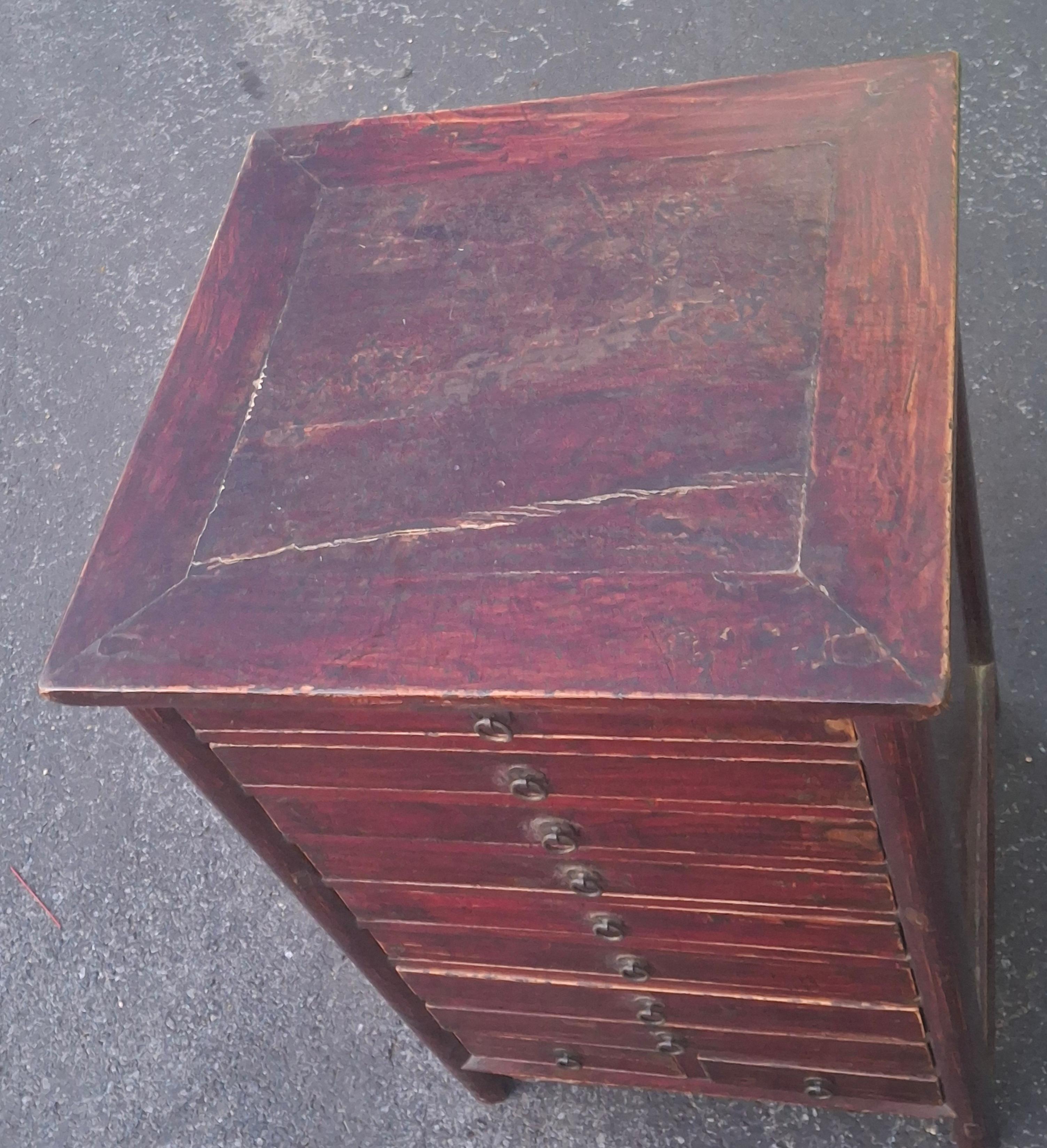 19th Century Chinese Lacquered Elmwood Ten Drawer Document Chest (Lackiert) im Angebot