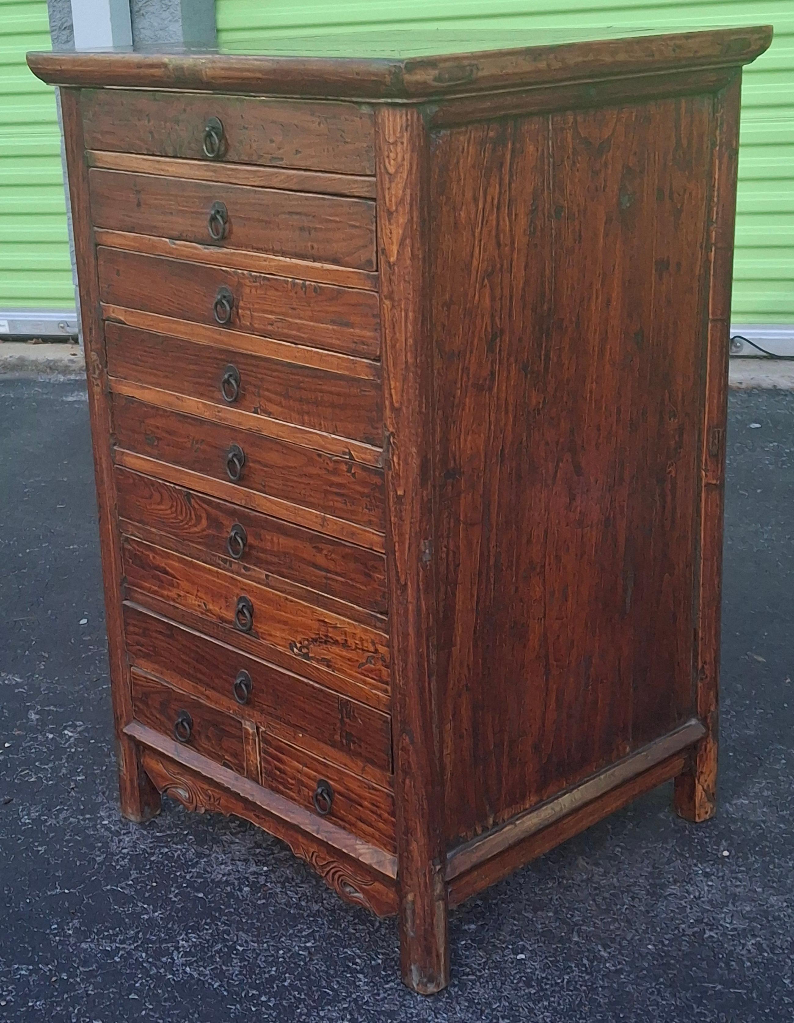 19th Century Chinese Lacquered Elmwood Ten Drawer Document Chest (Lackiert) im Angebot