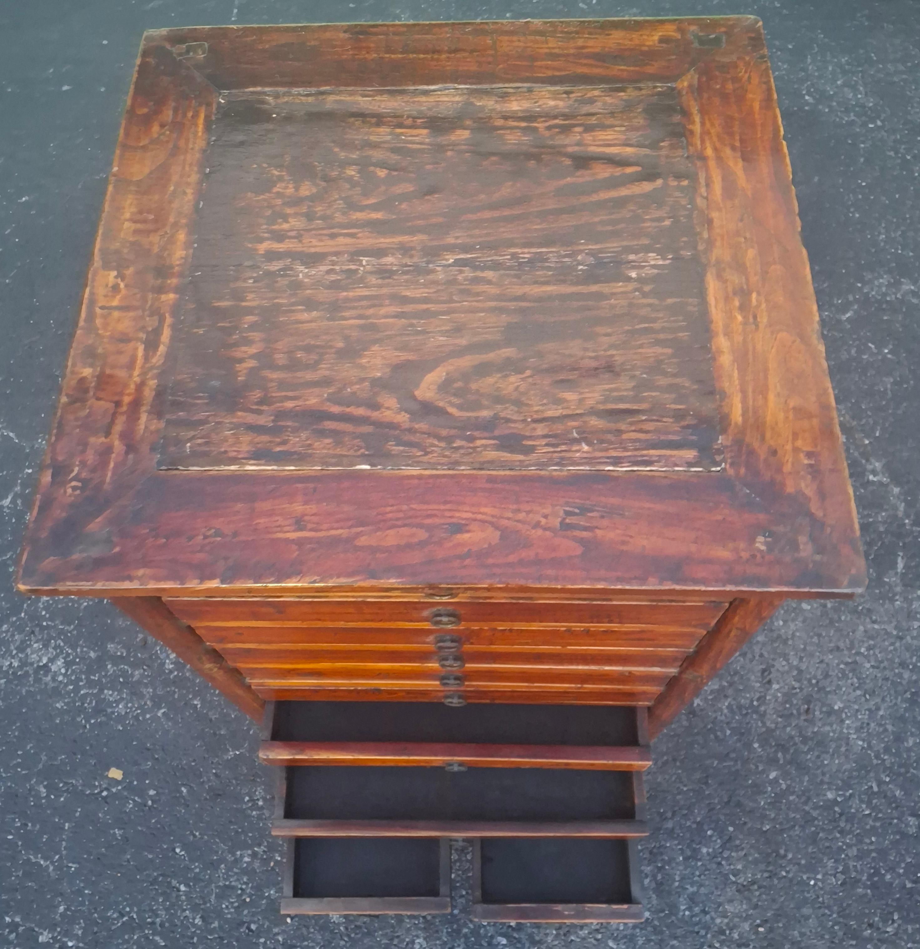 19th Century Chinese Lacquered Elmwood Ten Drawer Document Chest (19. Jahrhundert) im Angebot