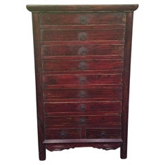 19th Century Chinese Lacquered Elmwood Ten Drawer Document Chest
