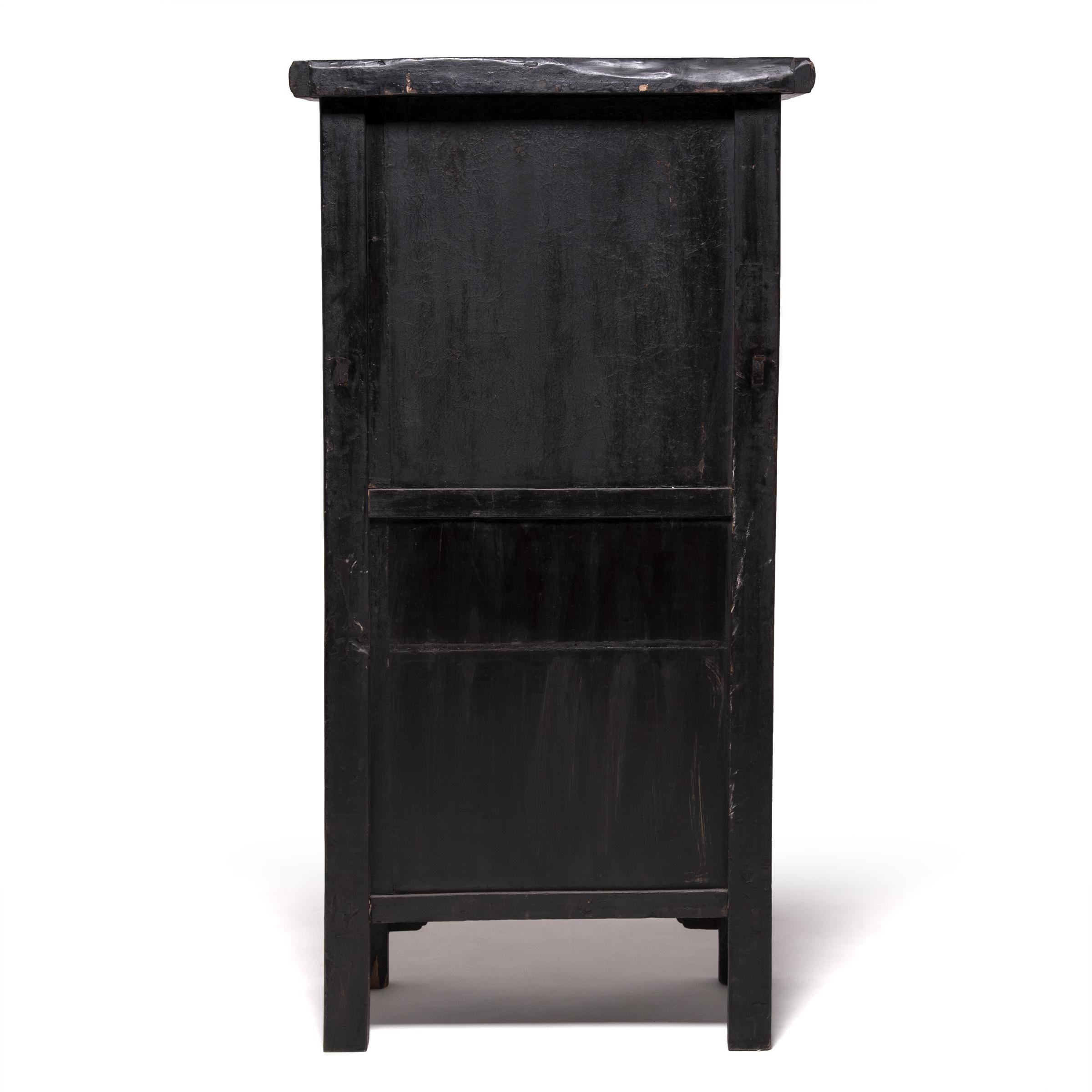 Qing Chinese Black Lacquer Noodle Cabinet, c. 1850