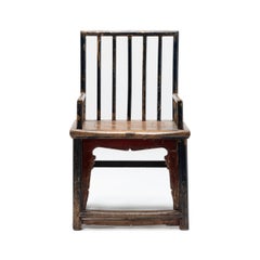 Chinese Lacquered Spindle Back Armchair, c. 1850