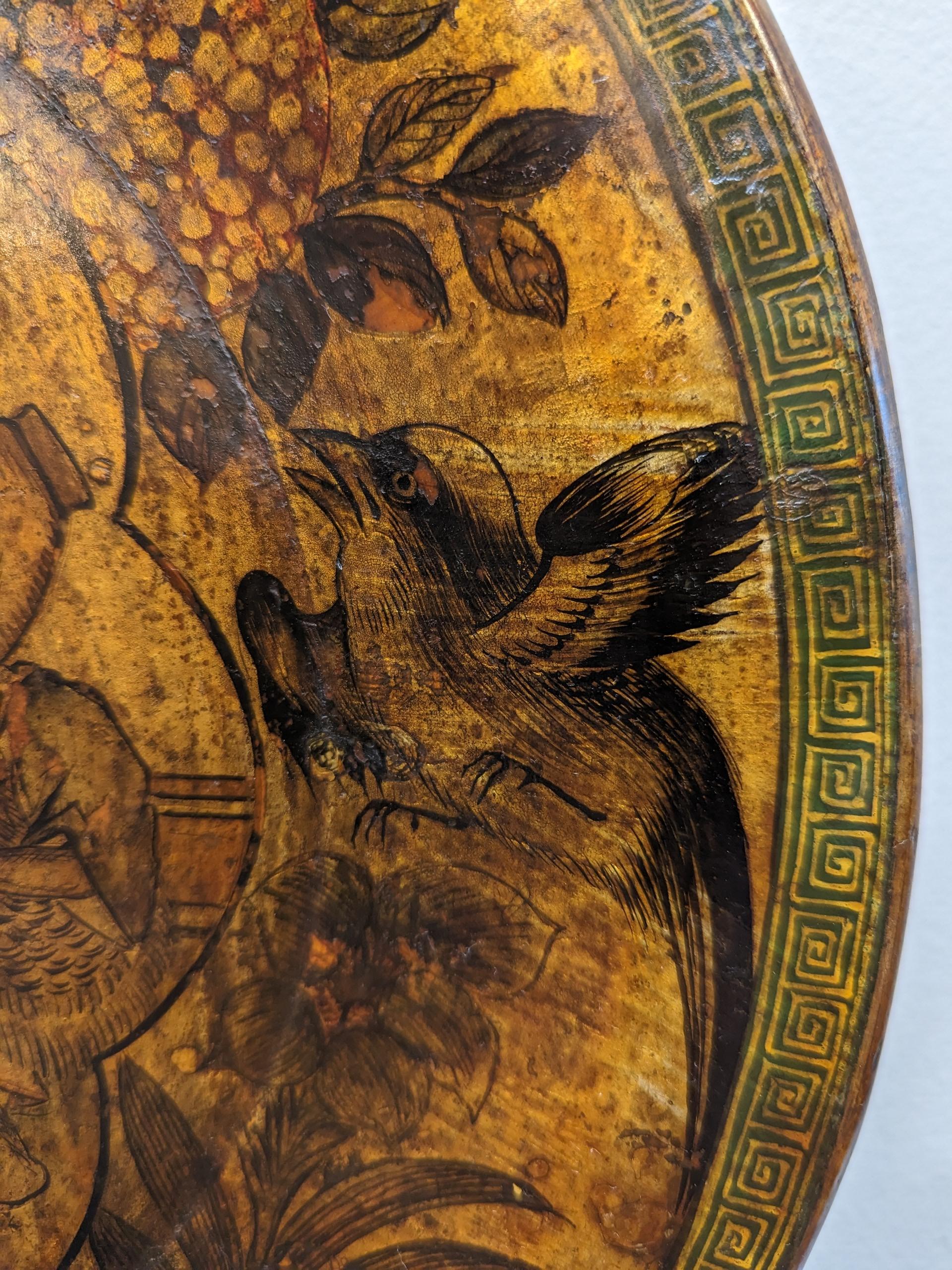 19th Century Chinese Lacquered Wooden Plate For Sale 1