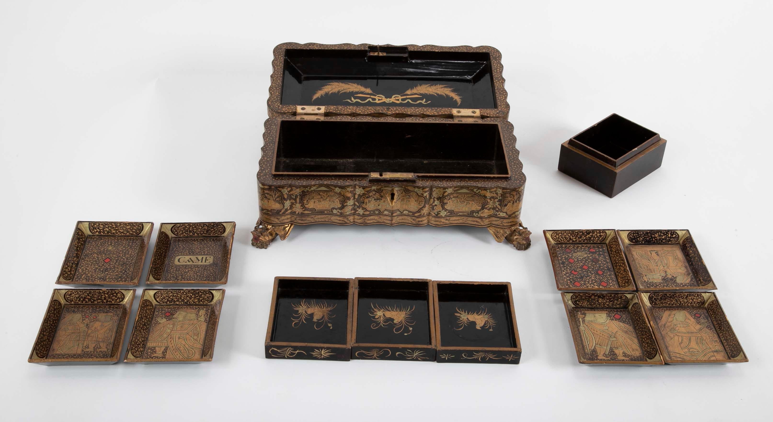 19th Century Chinese Lacquerware Game Box 11