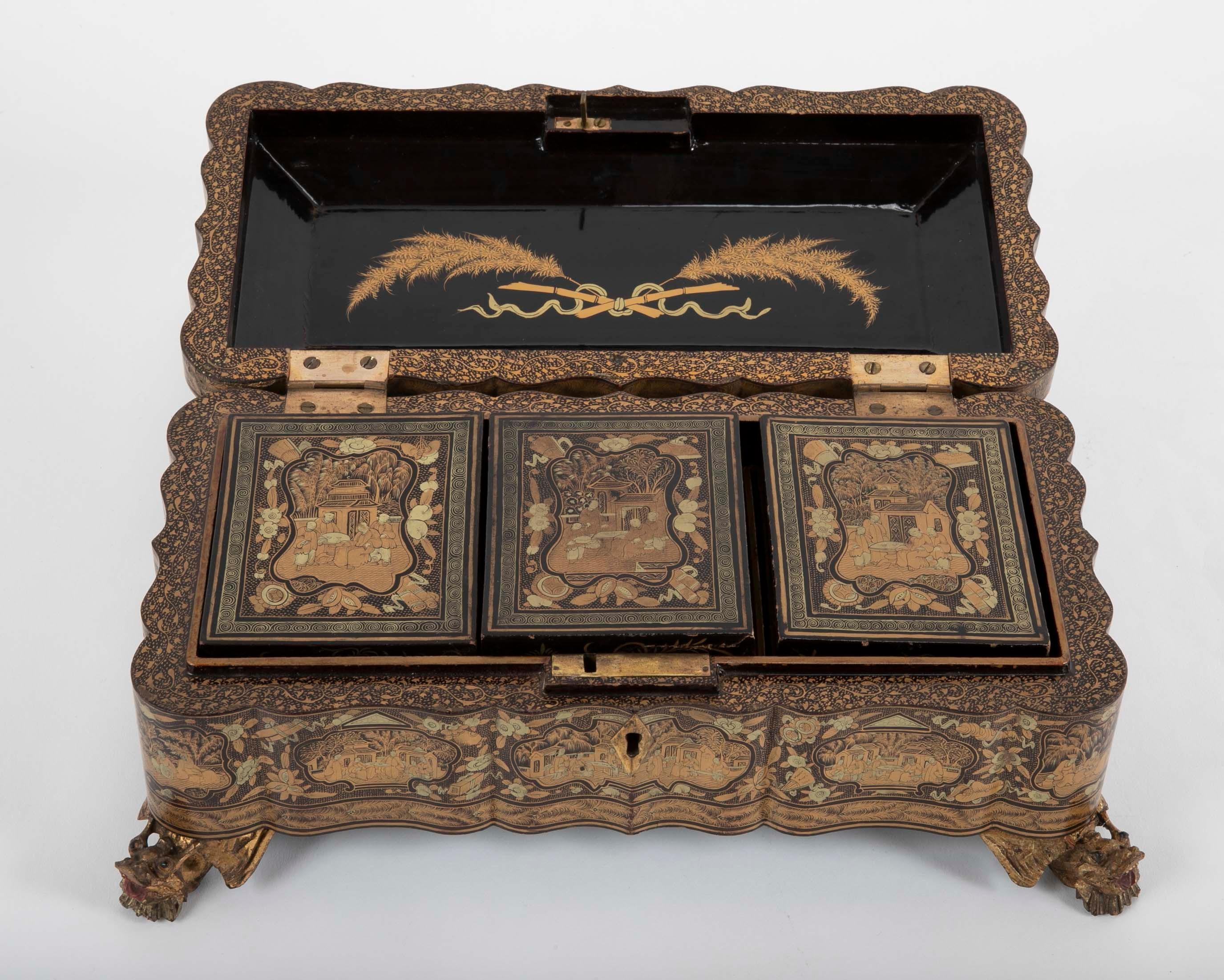 19th Century Chinese Lacquerware Game Box 5
