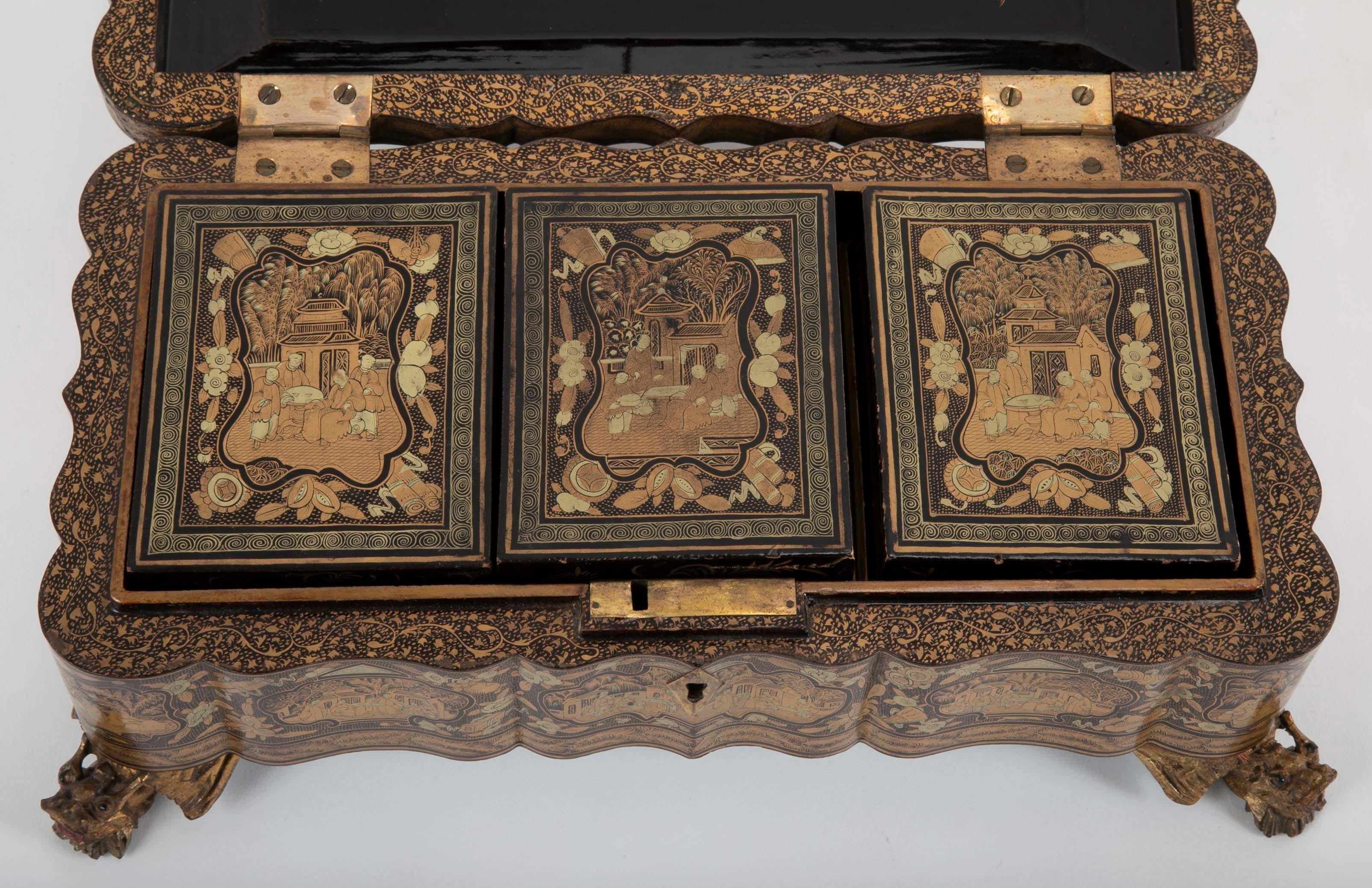 19th Century Chinese Lacquerware Game Box 6