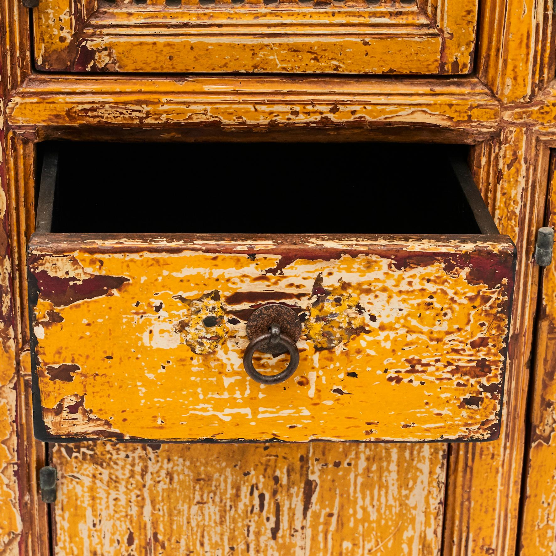 19th Century Chinese Lattice Door Cabinet 4