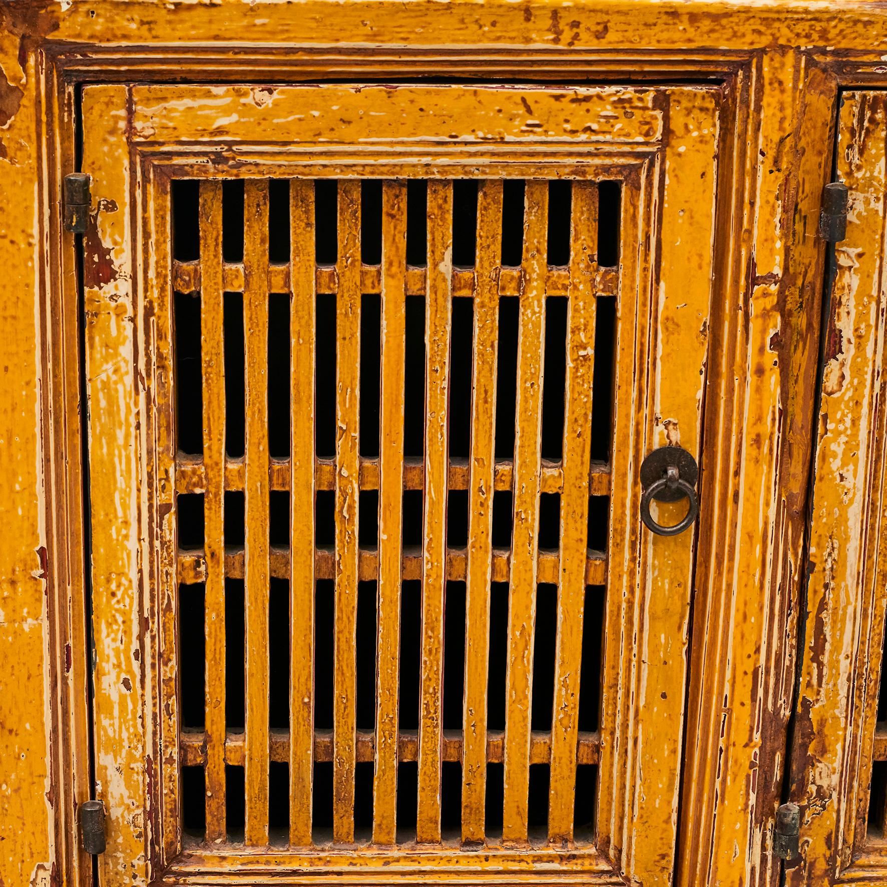19th Century Chinese Lattice Door Cabinet 3
