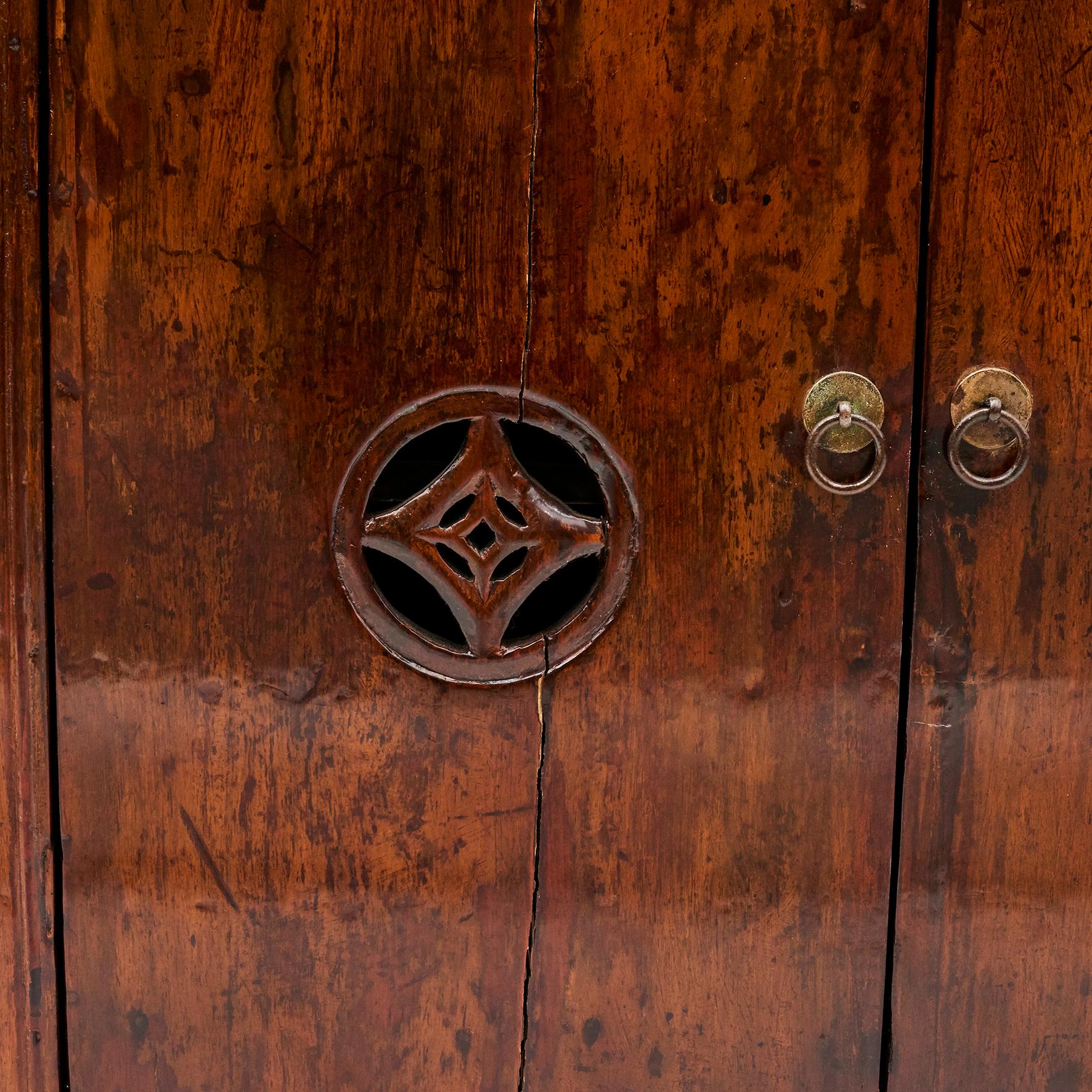 19th Century Chinese Lattice Door Cabinet with Original Lacquer 2