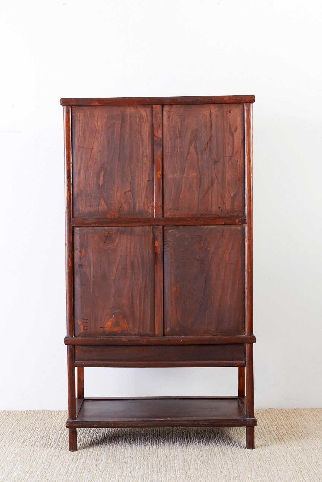 19th Century Chinese Lattice Elm Kitchen Cupboard Cabinet 8