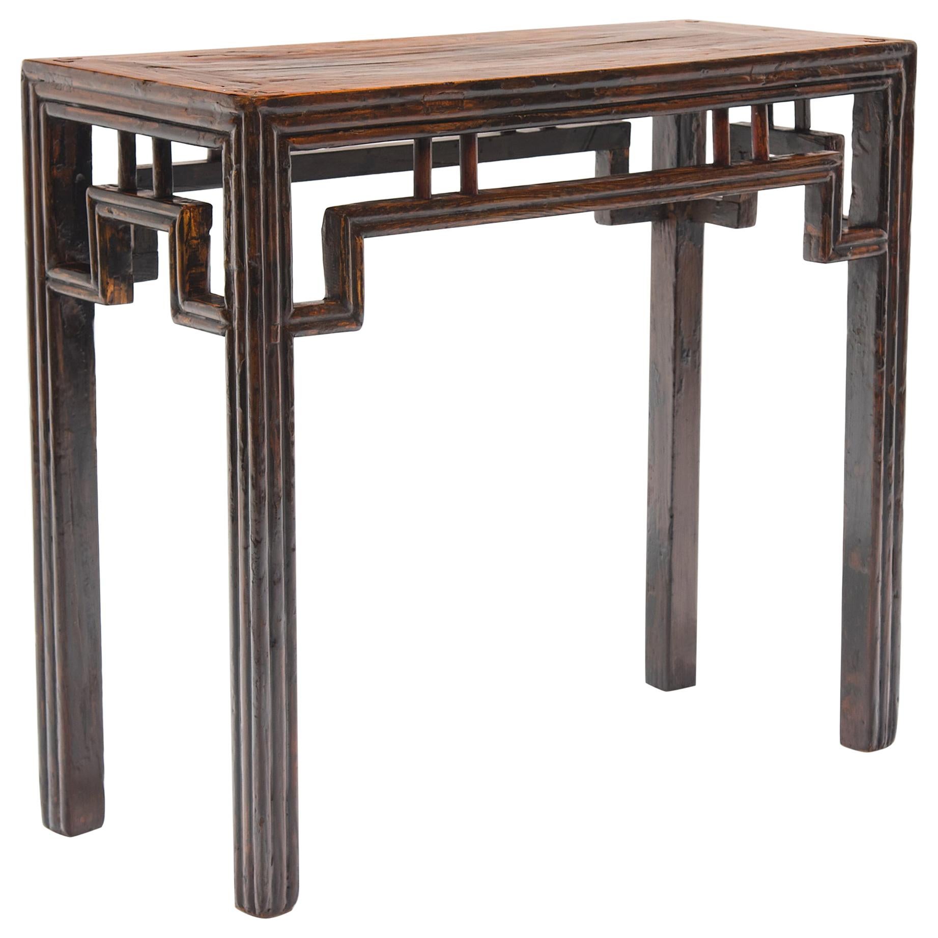 Chinese Lattice Wine Table, c. 1850 For Sale