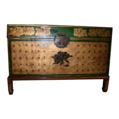 19th Century Chinese Leather Trunk on Stand
