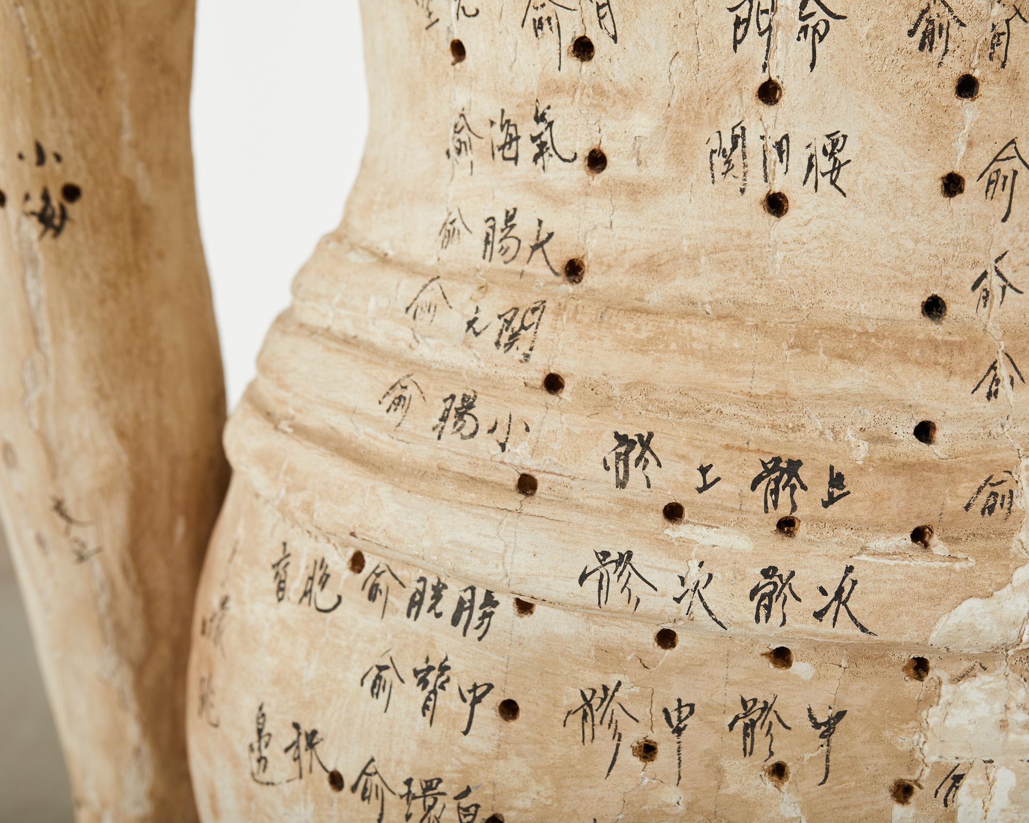 Chinesische lebensgroße geschnitzte Acupuncture-Skulptur-Figur aus dem 19. Jahrhundert im Angebot 13