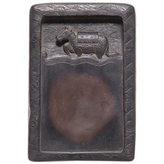 Antique Chinese Horse and Full Moon Inkstone, c. 1850