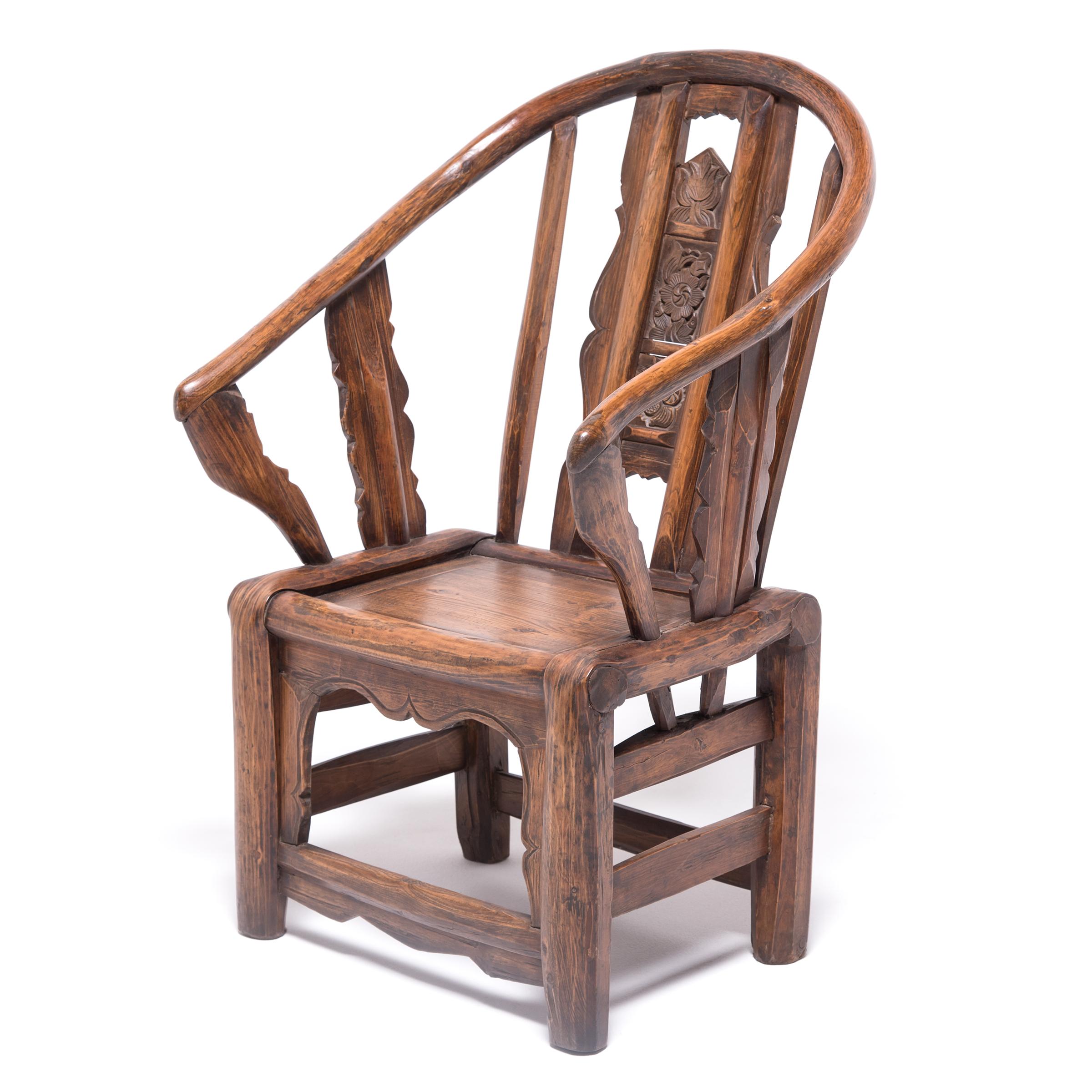 Qing Low Chinese Bentwood Chair, c. 1850 For Sale