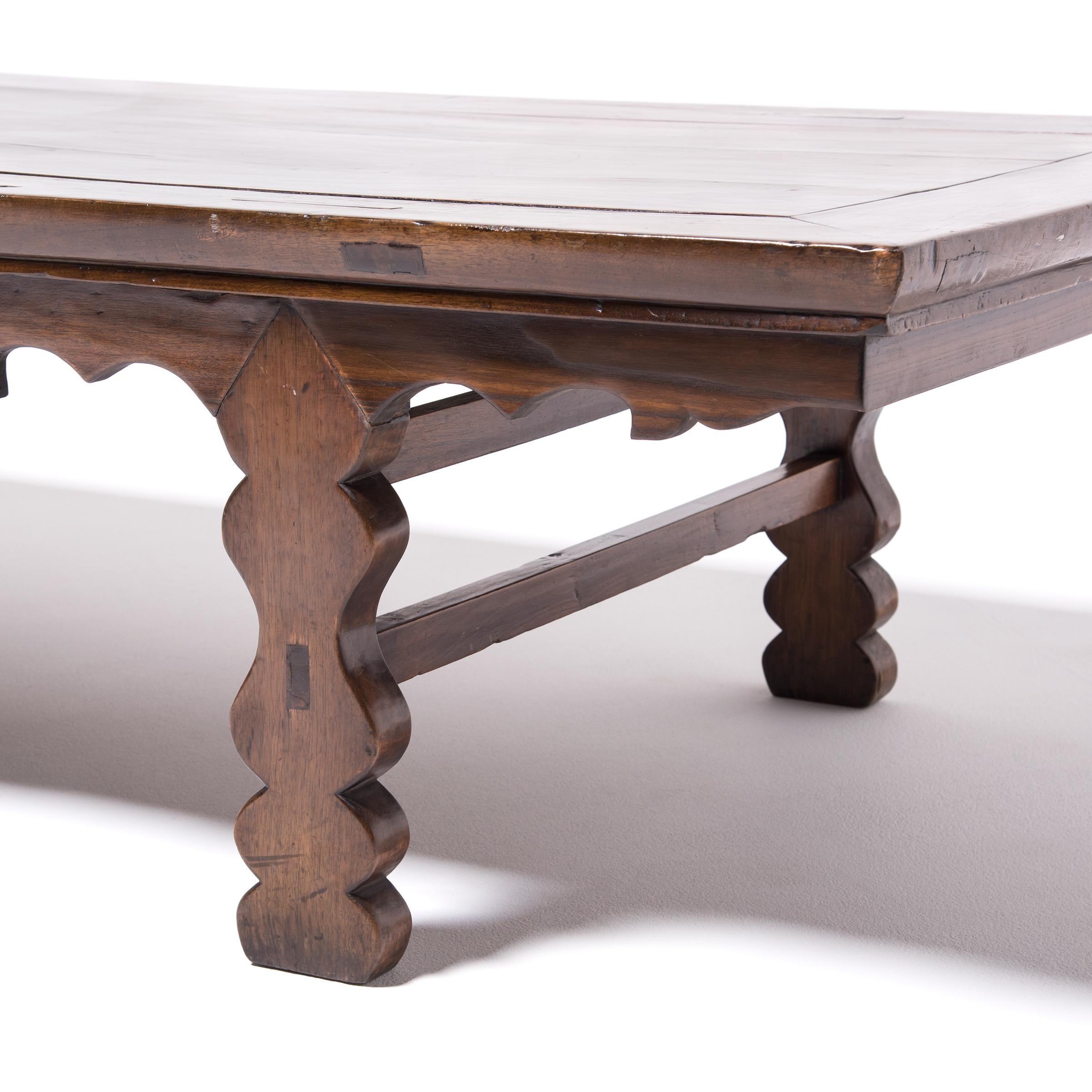19th Century Chinese Low Table with Carved Apron, c. 1850