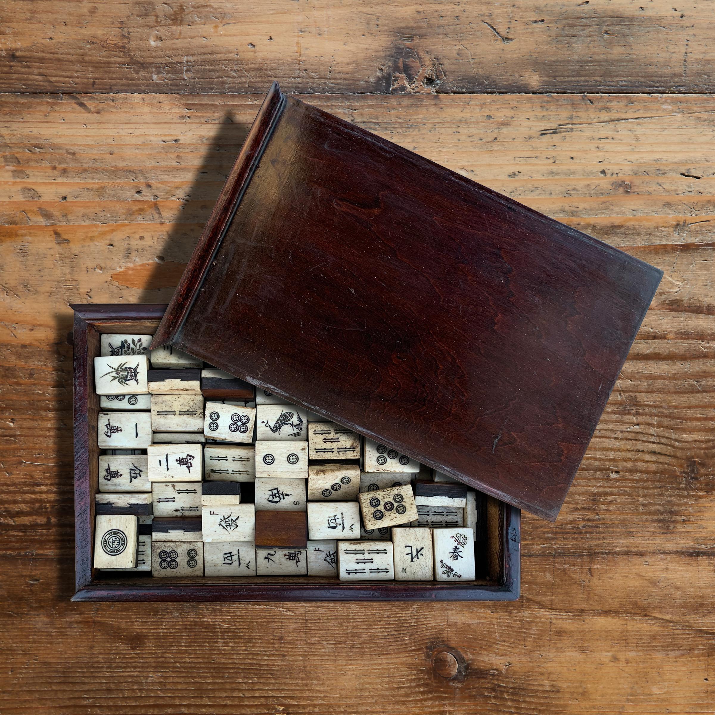 Vintage, Games, Vintage Mahjong Game Set In Brown Case