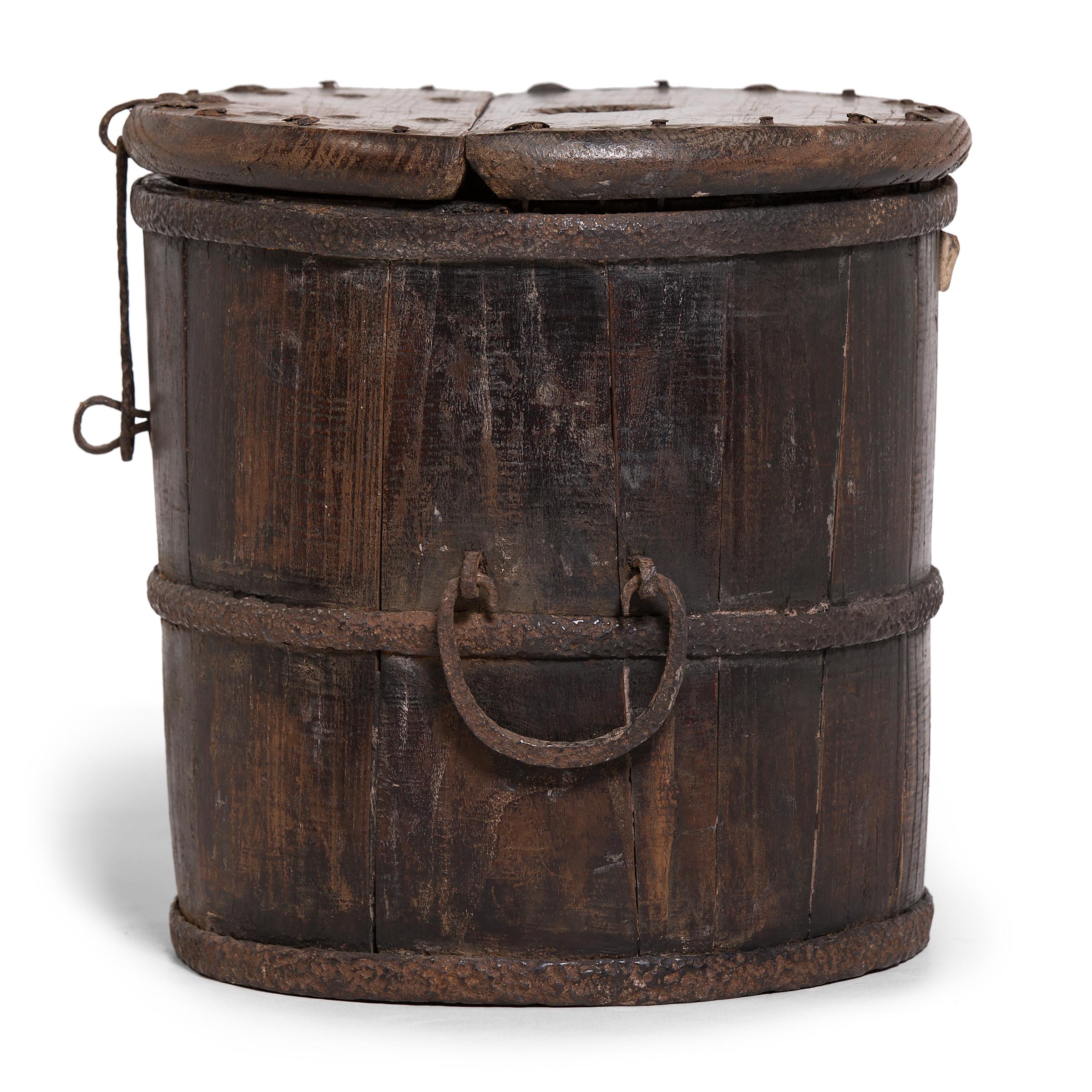 Rustic Chinese Merchant's Coin Barrel, c. 1800