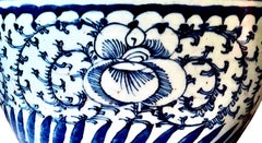 19th-century Chinese Ming Style Blue and White Porcelain Pot or Small Jardiniere