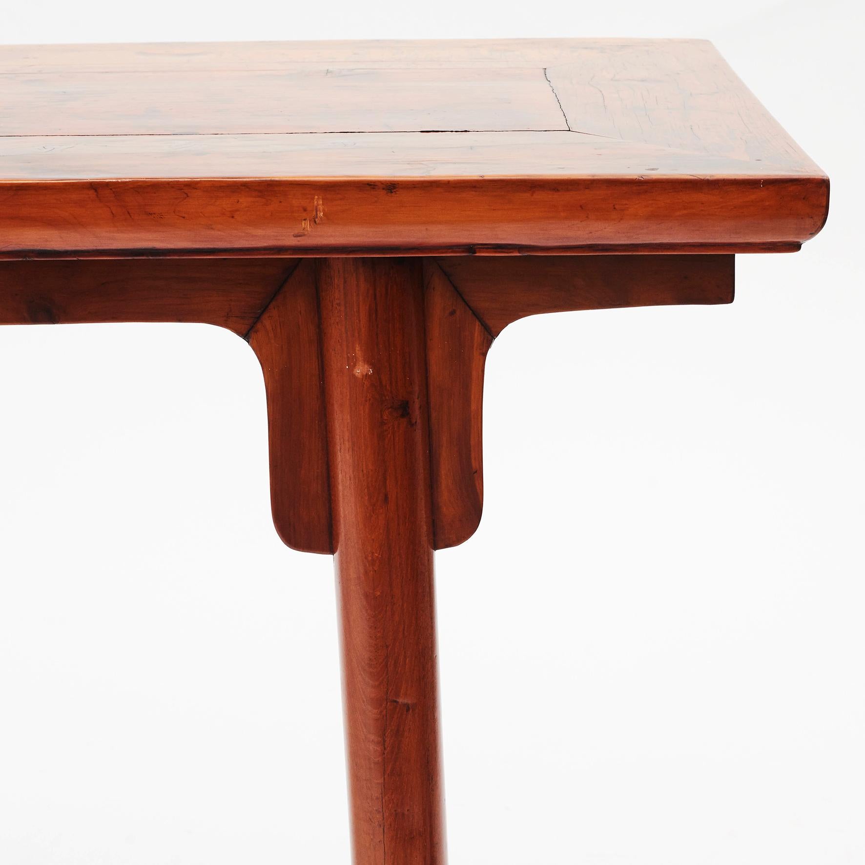 Fruitwood 19th Century Chinese Ming Style Peach Wood Altar Table For Sale