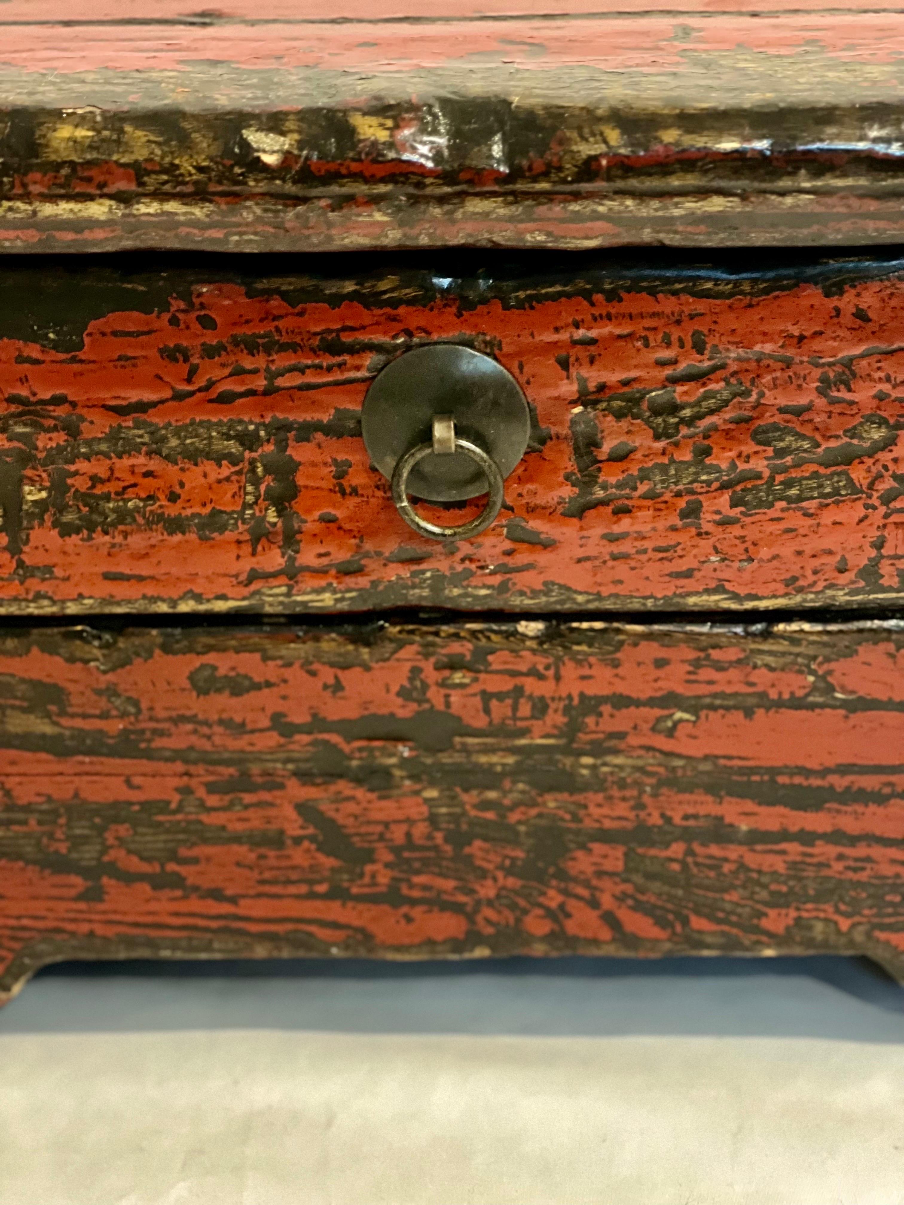 19th Century Chinese Ming Style Red Lacquered Low Tea or Altar Table 7
