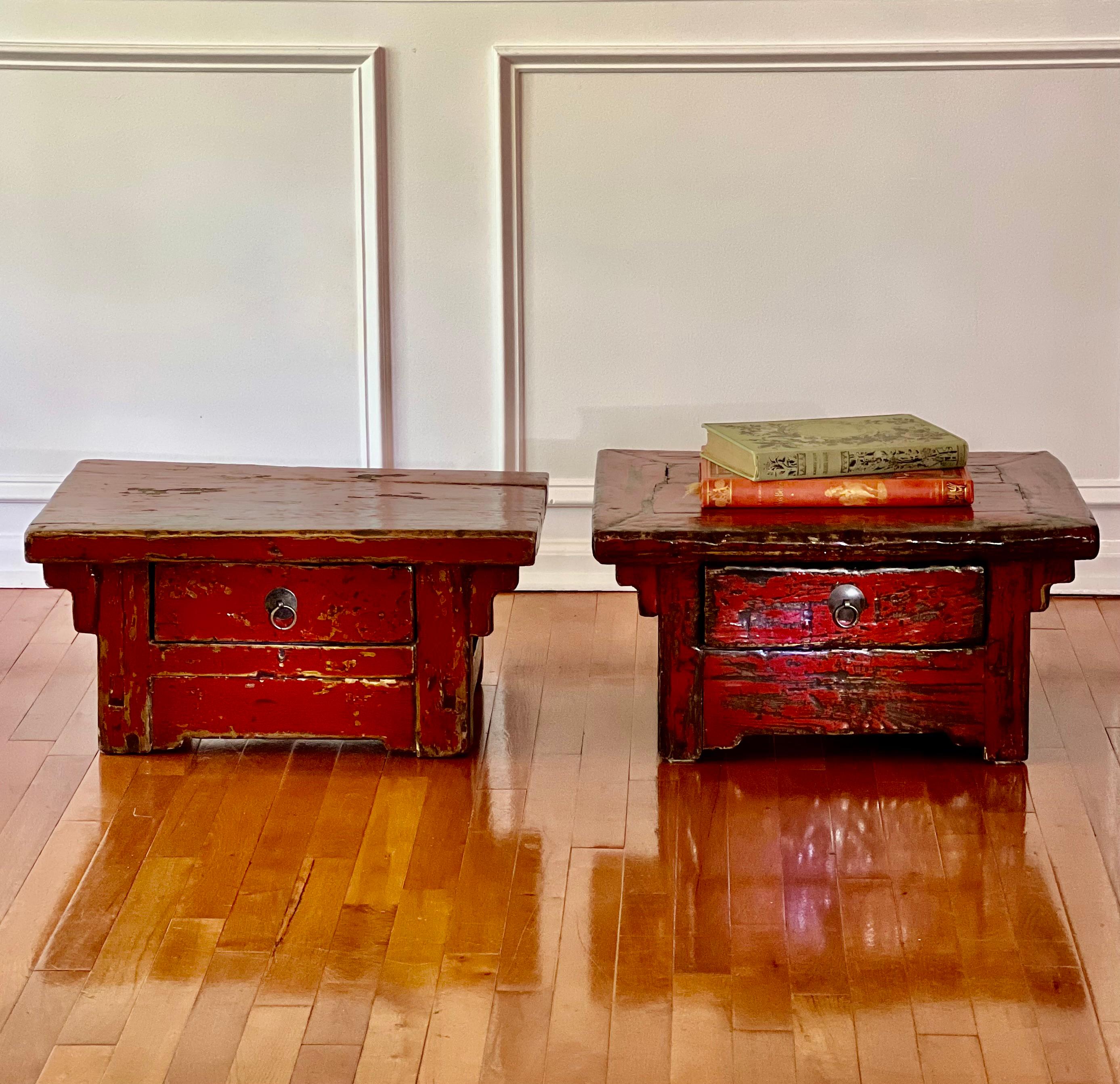 19th Century Chinese Ming Style Red Lacquered Low Tea or Altar Table 10