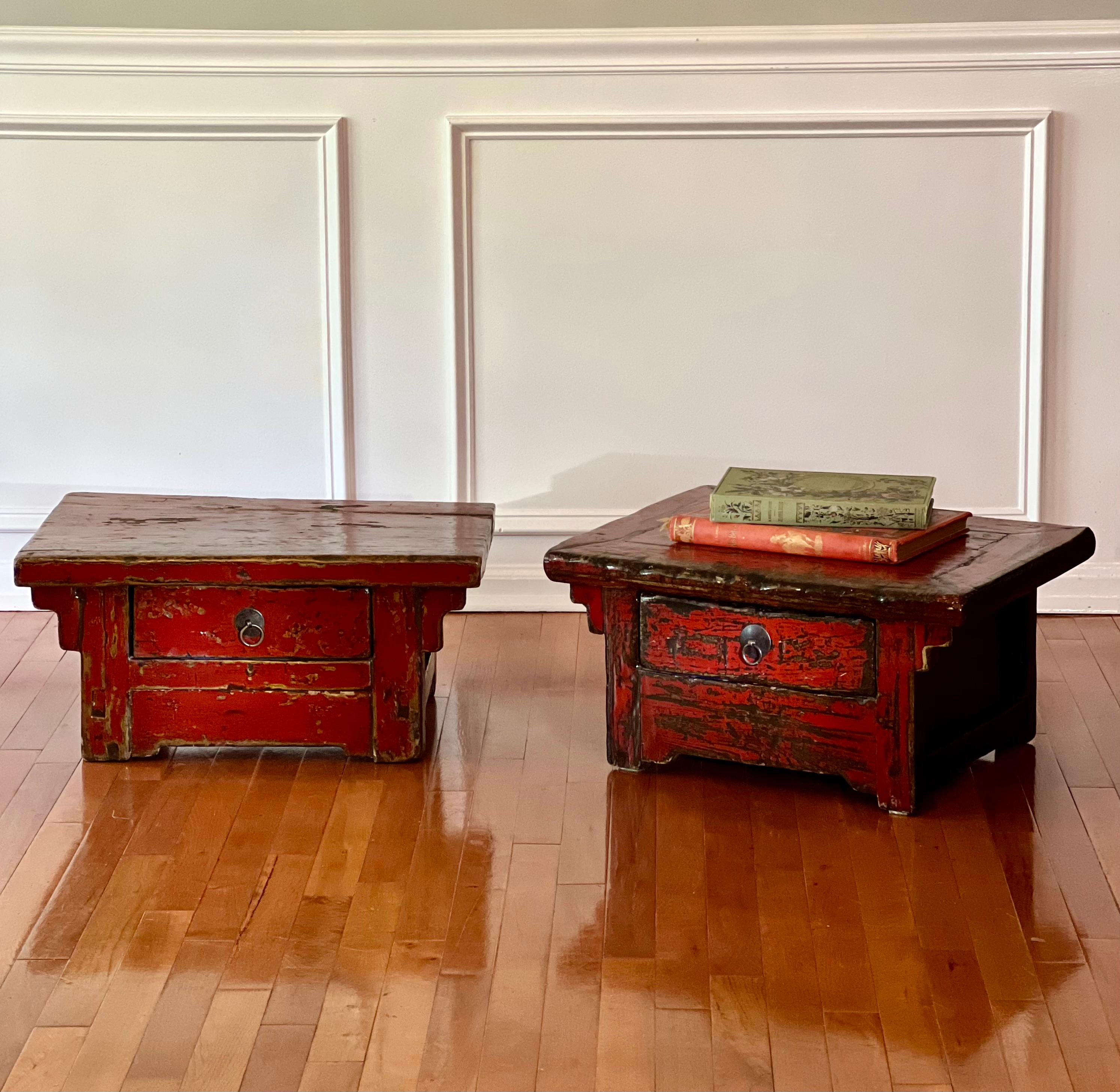 19th Century Chinese Ming Style Red Lacquered Low Tea or Altar Table 11