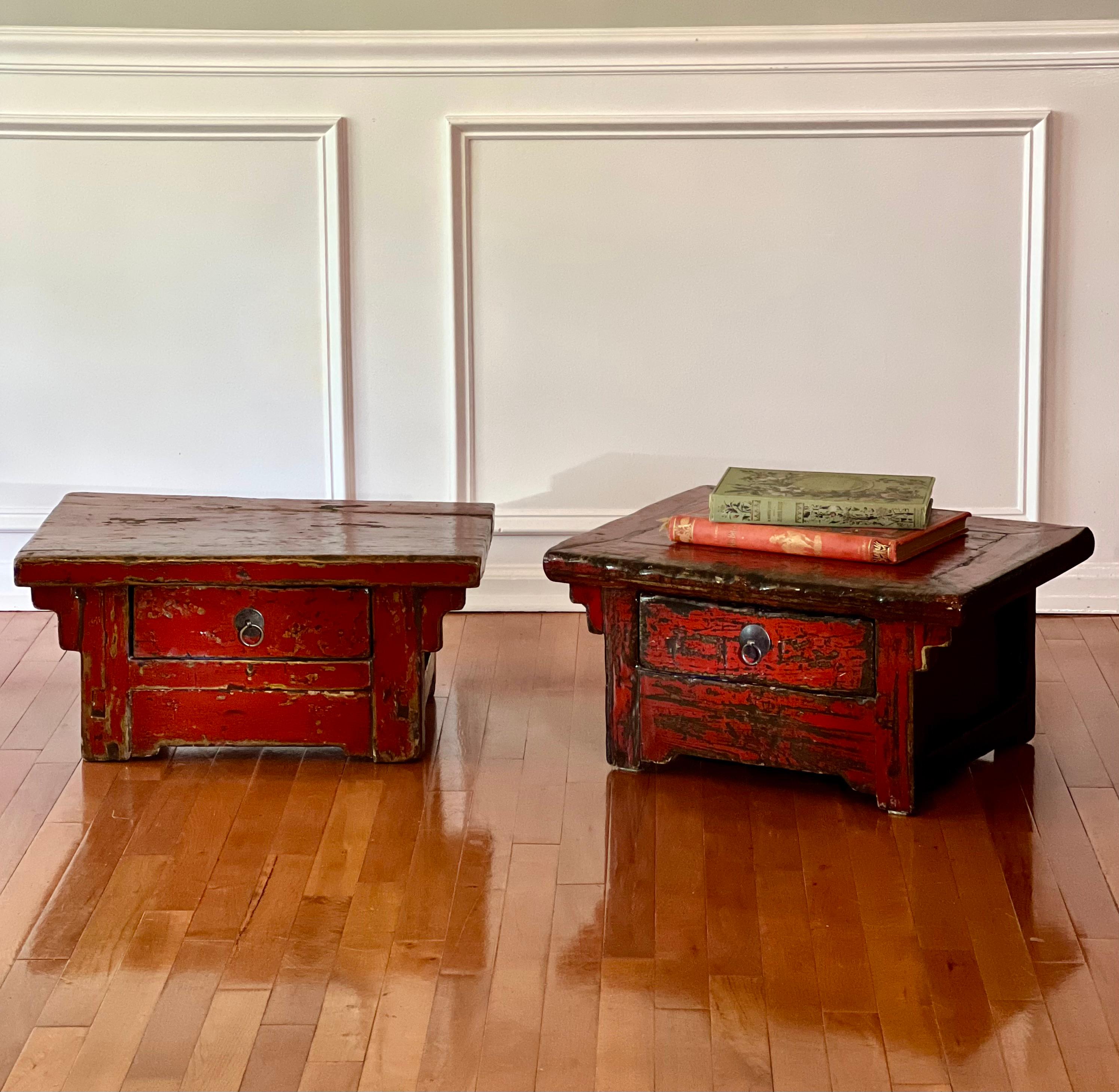 19th Century Chinese Ming Style Red Lacquered Low Tea or Altar Table 13