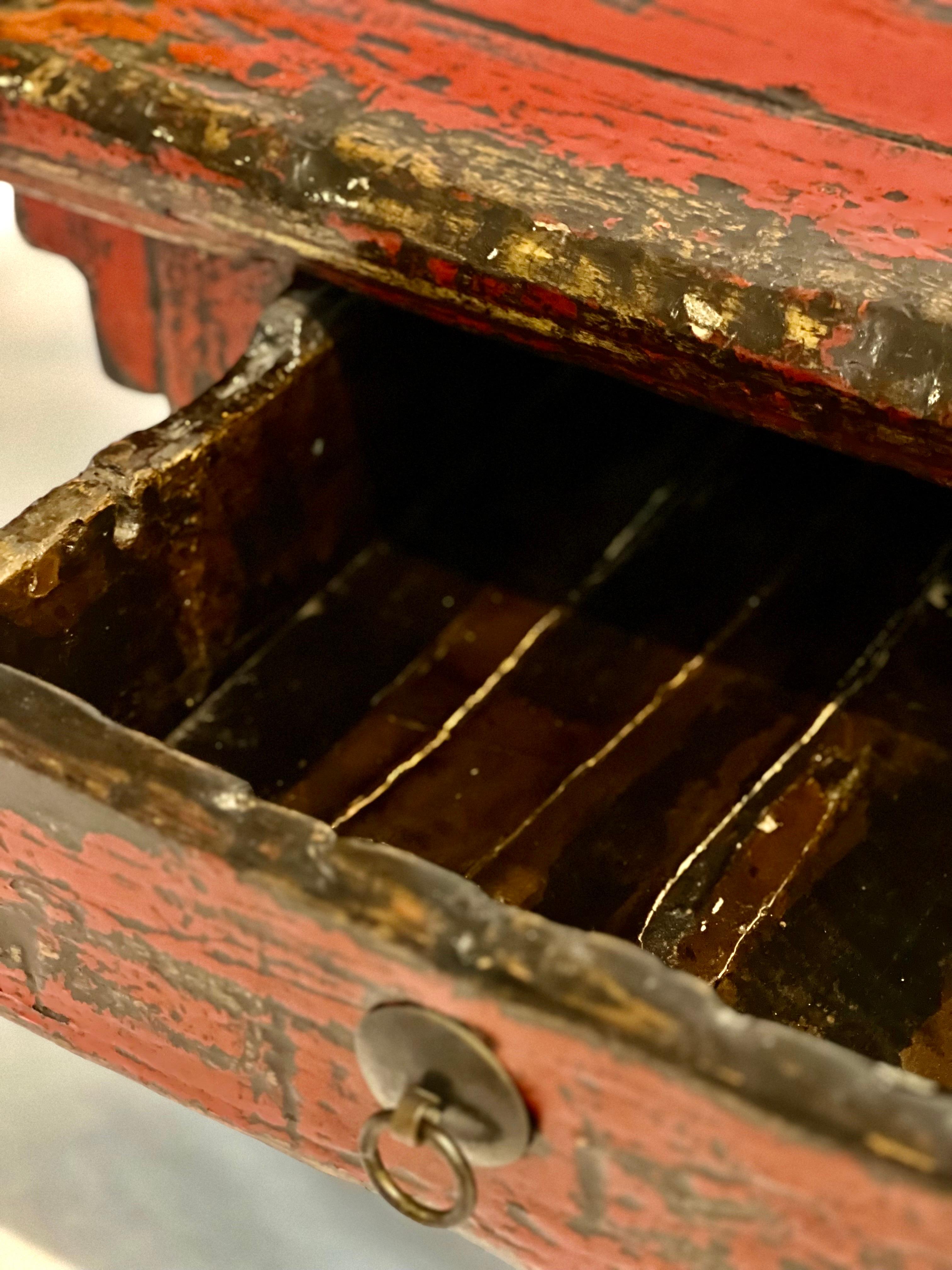 19th Century Chinese Ming Style Red Lacquered Low Tea or Altar Table 1