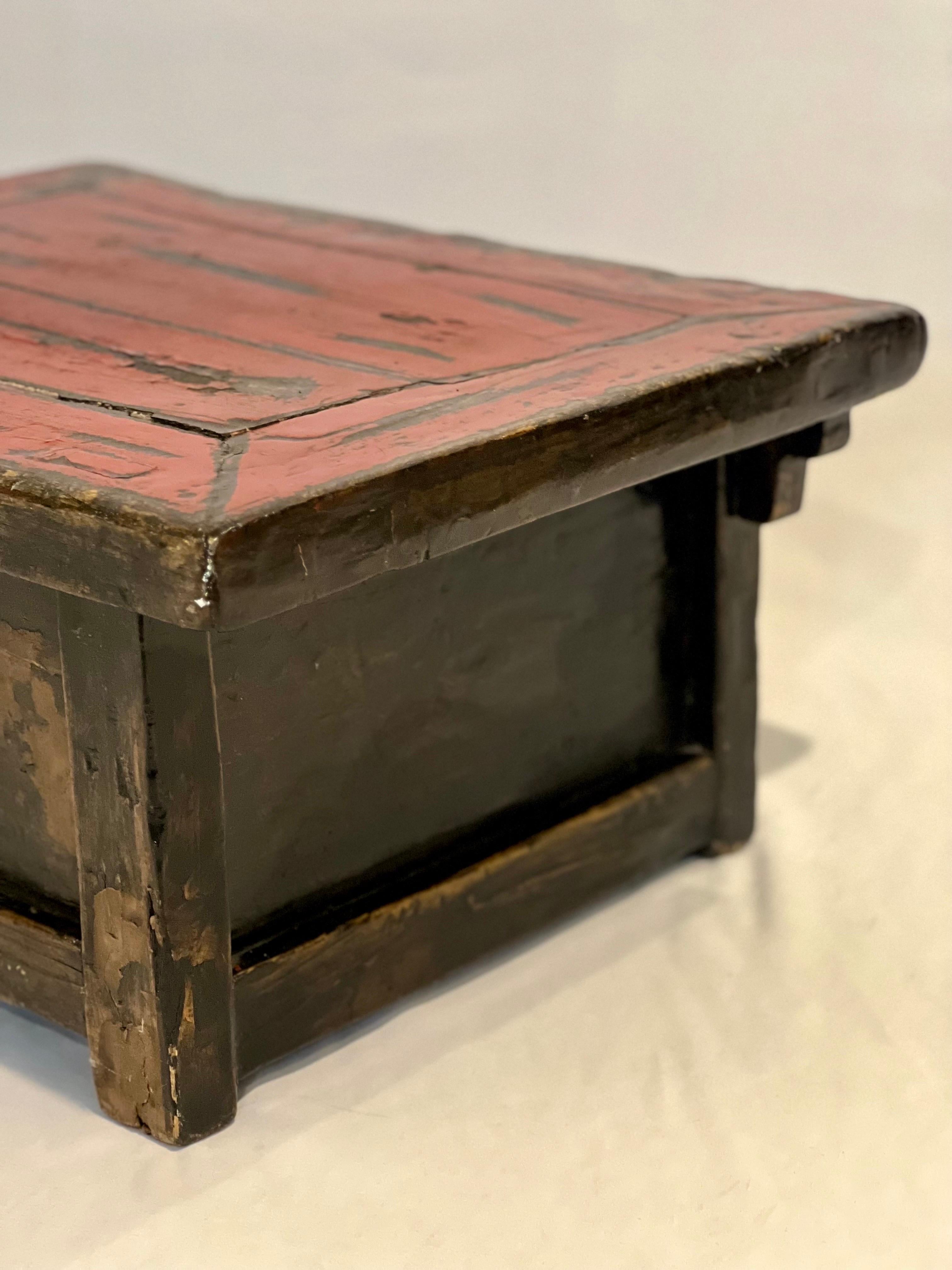 19th Century Chinese Ming Style Red Lacquered Low Tea or Altar Table 4