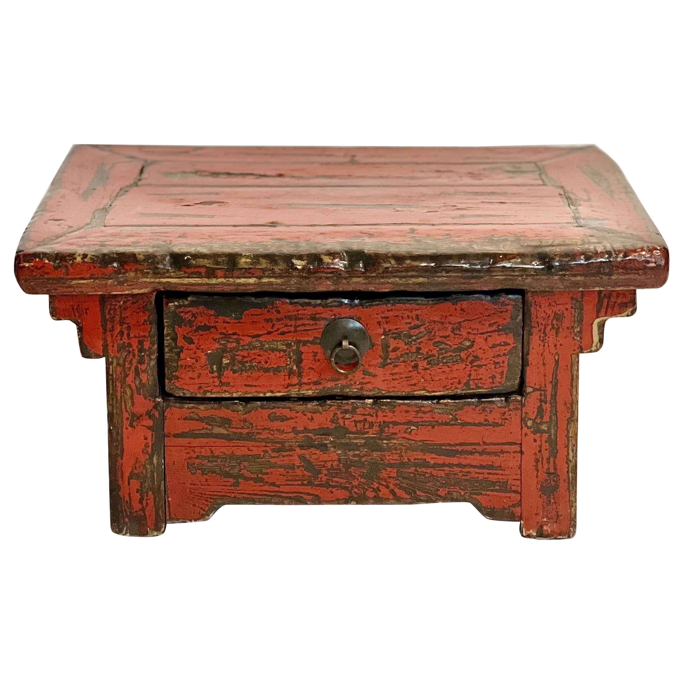 19th Century Chinese Ming Style Red Lacquered Low Tea or Altar Table