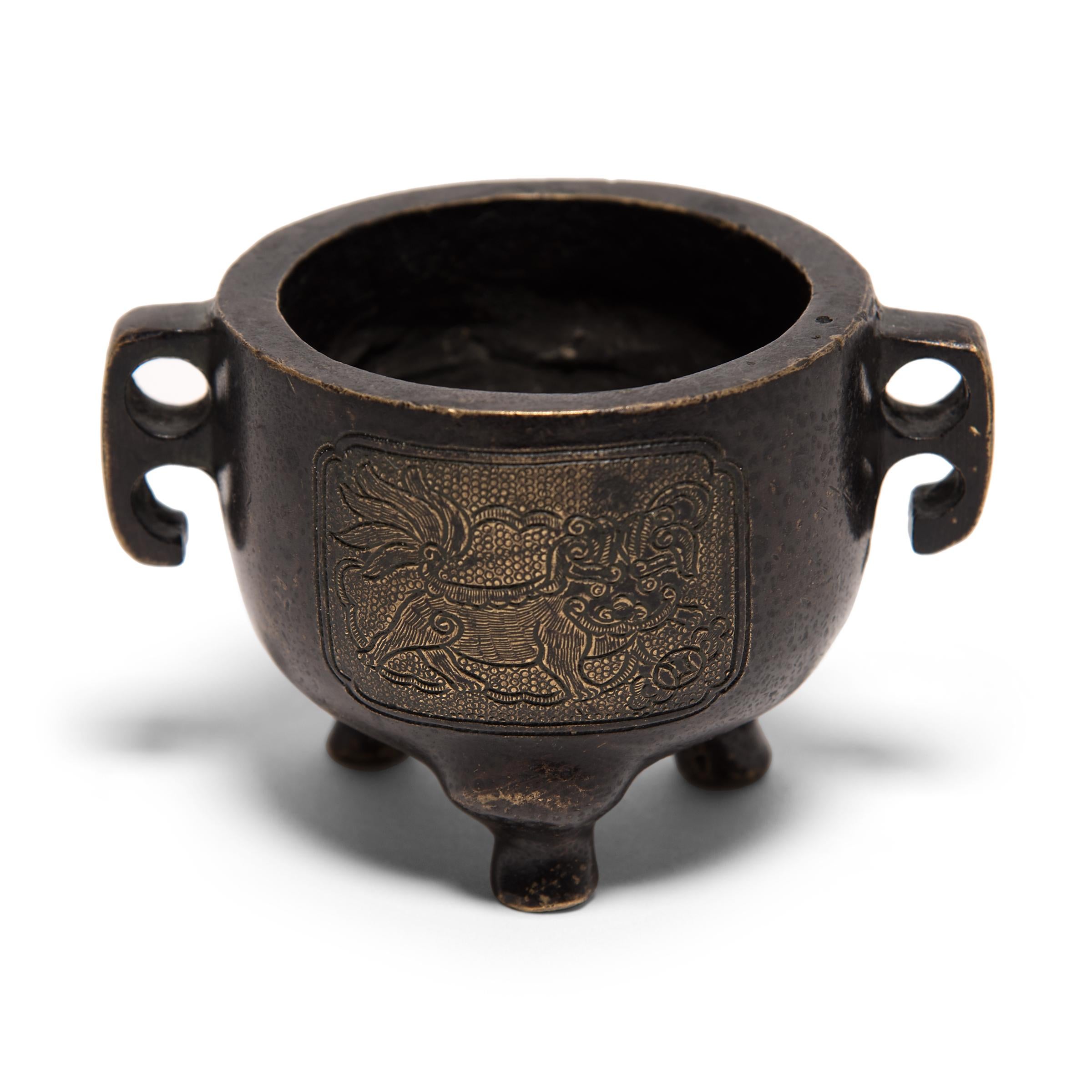 Qing 19th Century Chinese Miniature Bronze Incense Bowl