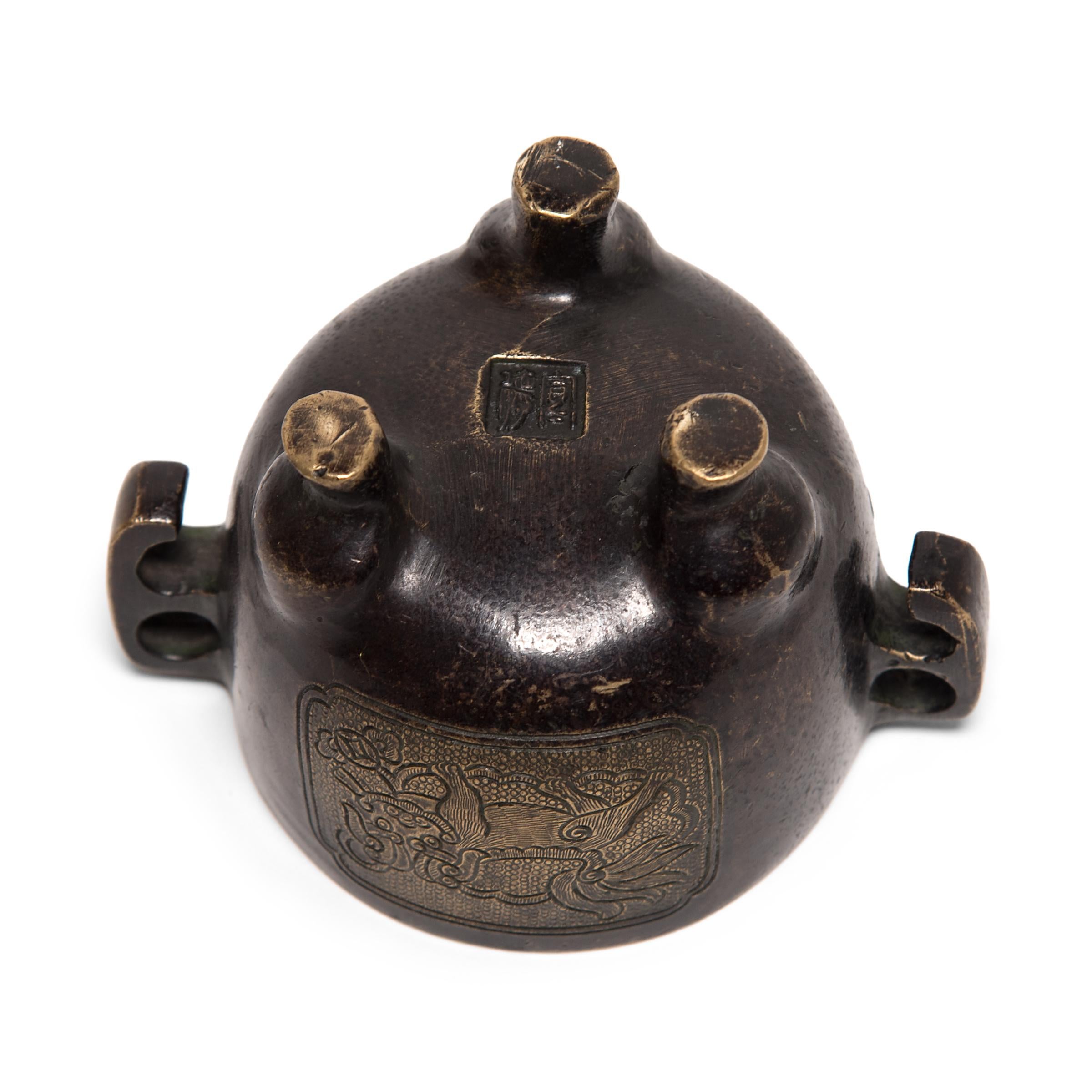 19th Century Chinese Miniature Bronze Incense Bowl 1