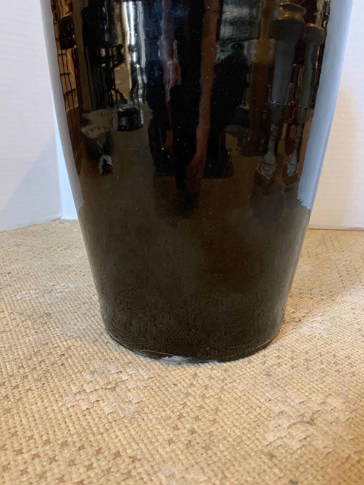 19th Century Chinese Mirror Black Porcelain Vase, Unmarked For Sale 5