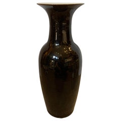 19th Century Chinese Mirror Black Porcelain Vase, Unmarked