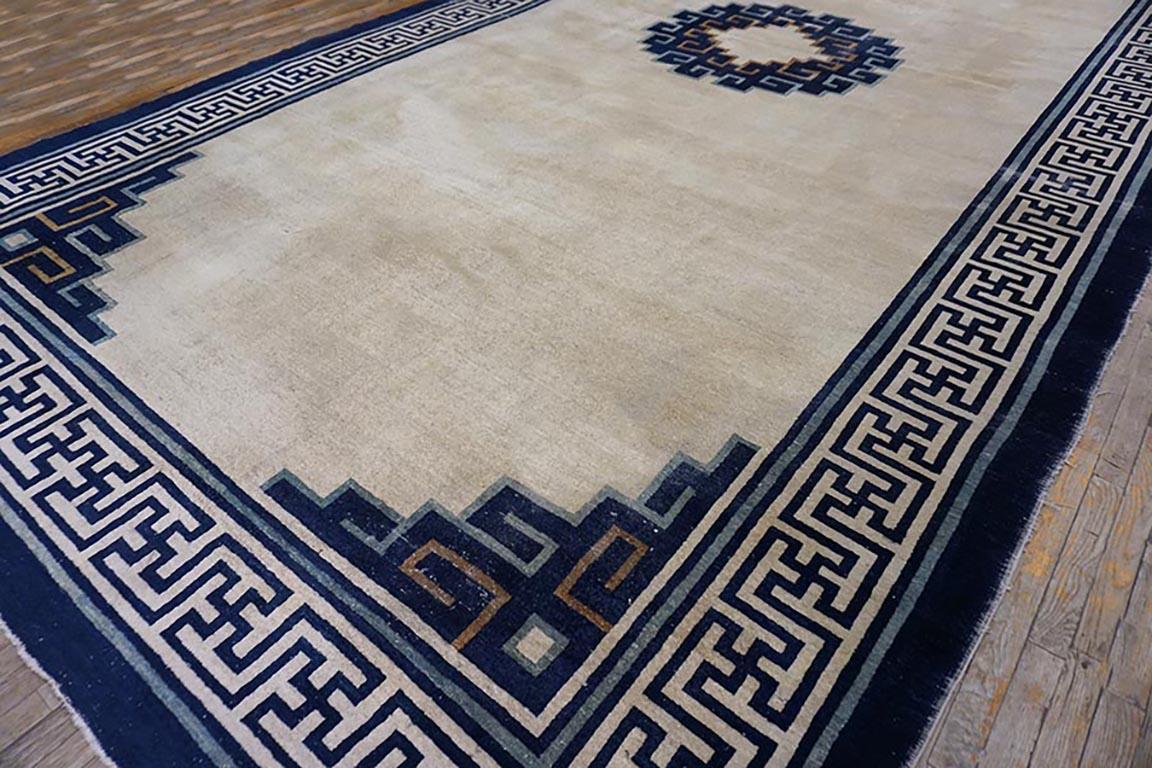 Wool 19th Century Chinese Mongolian Carpet ( 10'2