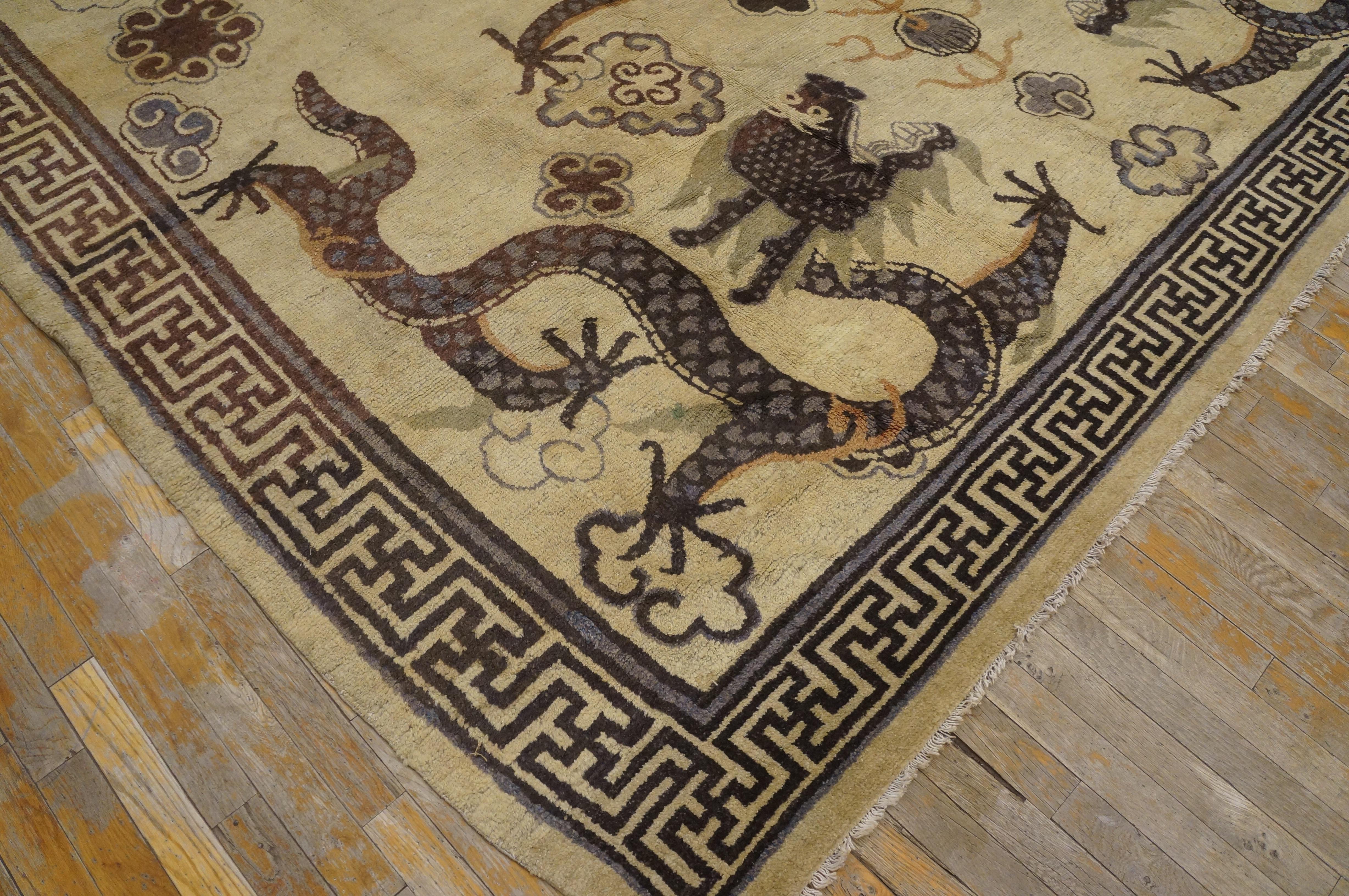 19th Century Chinese Mongolian Dragon Carpet  ( 9'8