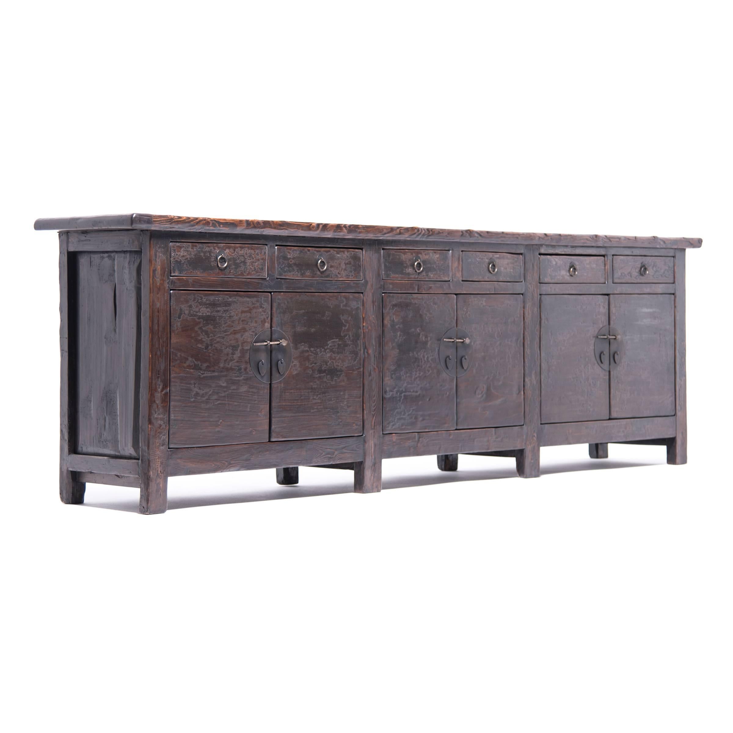 Brass 19th Century Chinese Monumental Provincial Storage Coffer