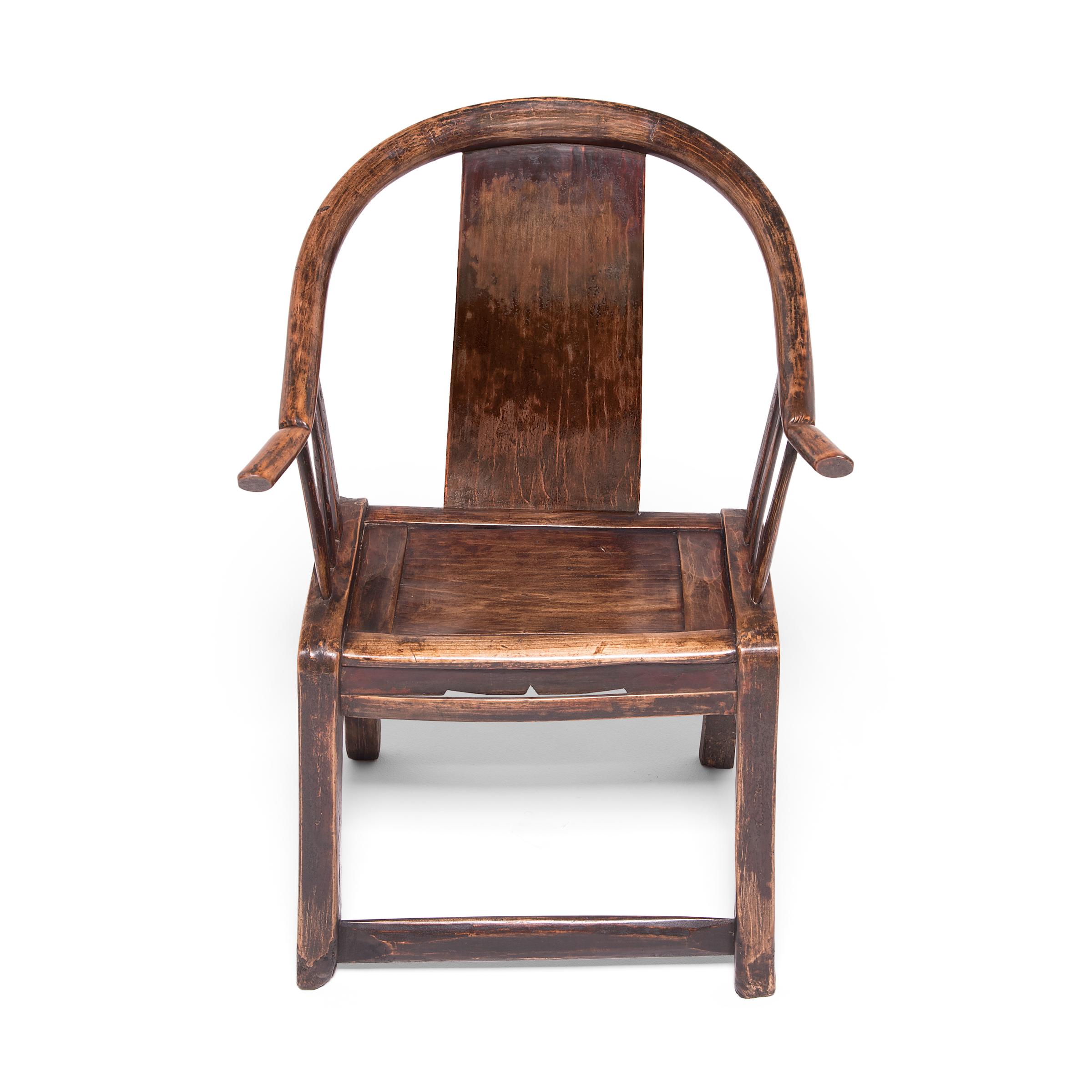 Lacquered Chinese Moongazing Chair with Upturned Arms, c. 1850
